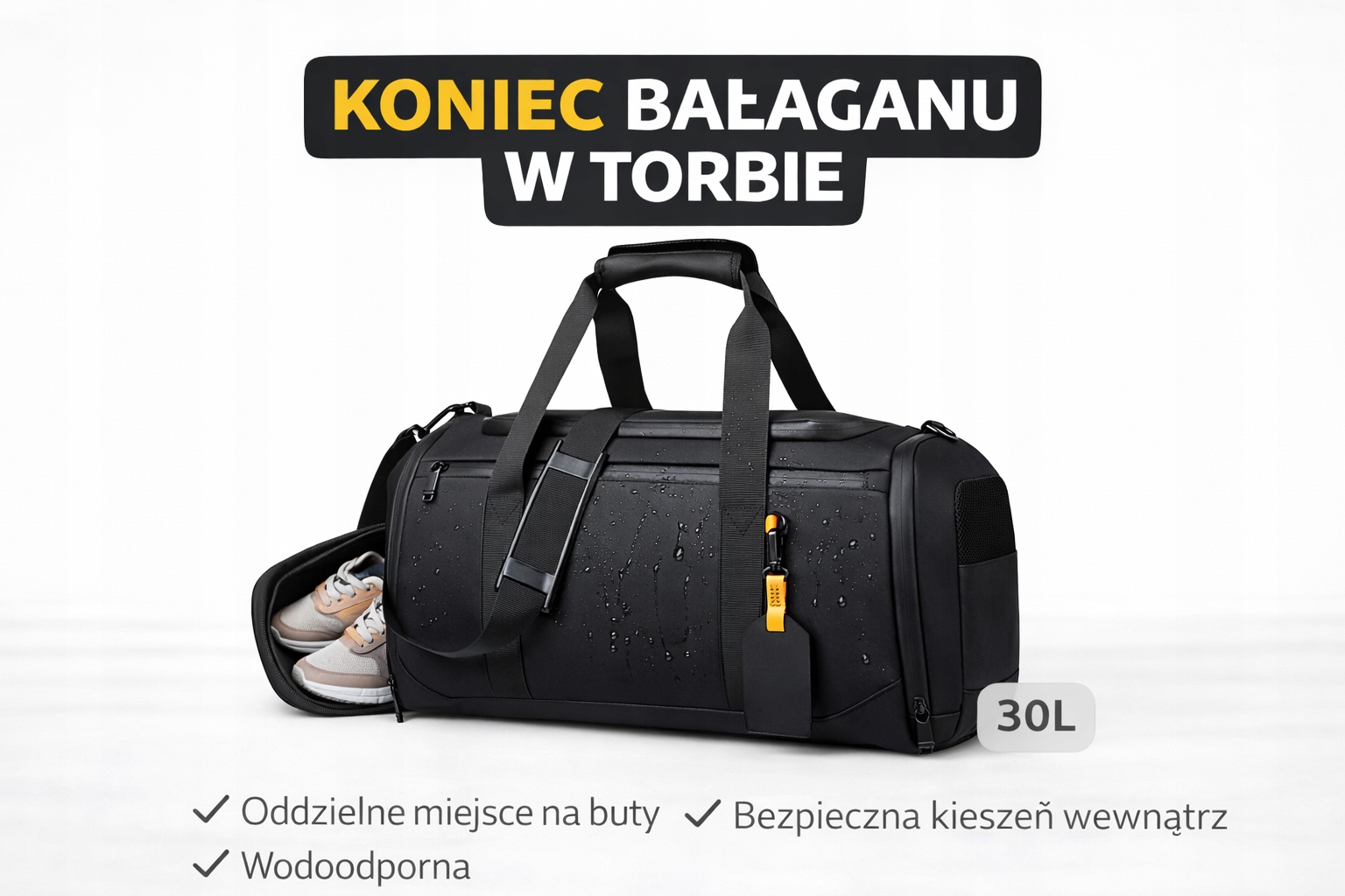 Torba sportowa z kieszenia na buty wodoodporna trenningowa basen premium