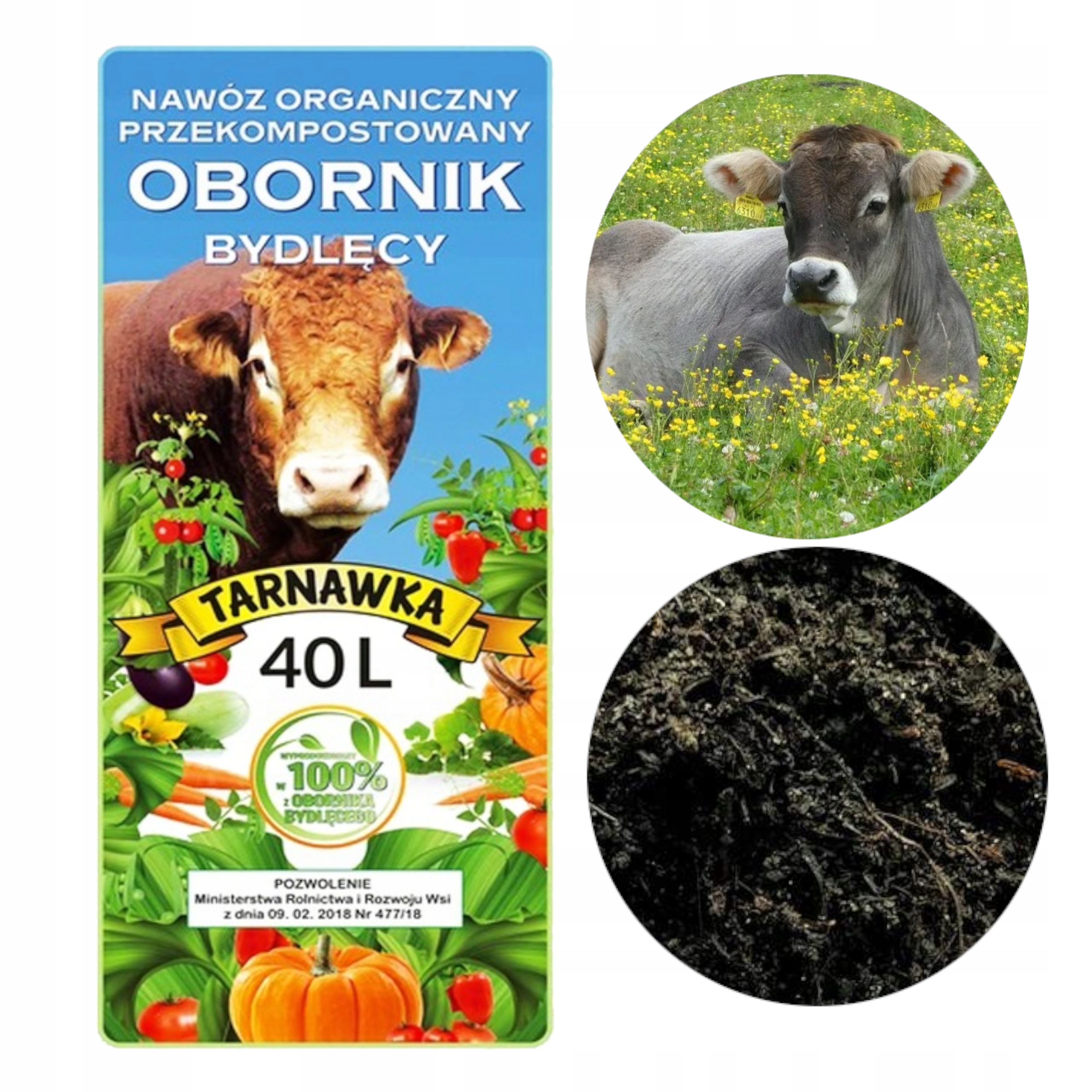 

Nawóz Naturalny Obornik Bydlęcy Kompost Sypki 40 L