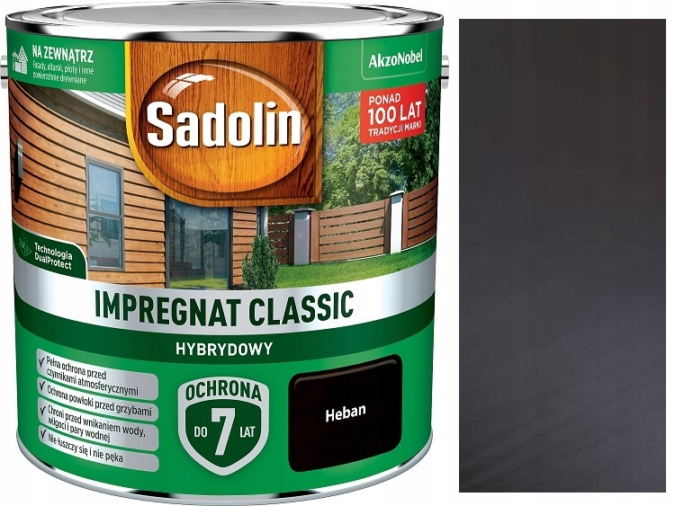 Sadolin Impregnat Classic Hybrydowy Do Drewna Heban 4.5L