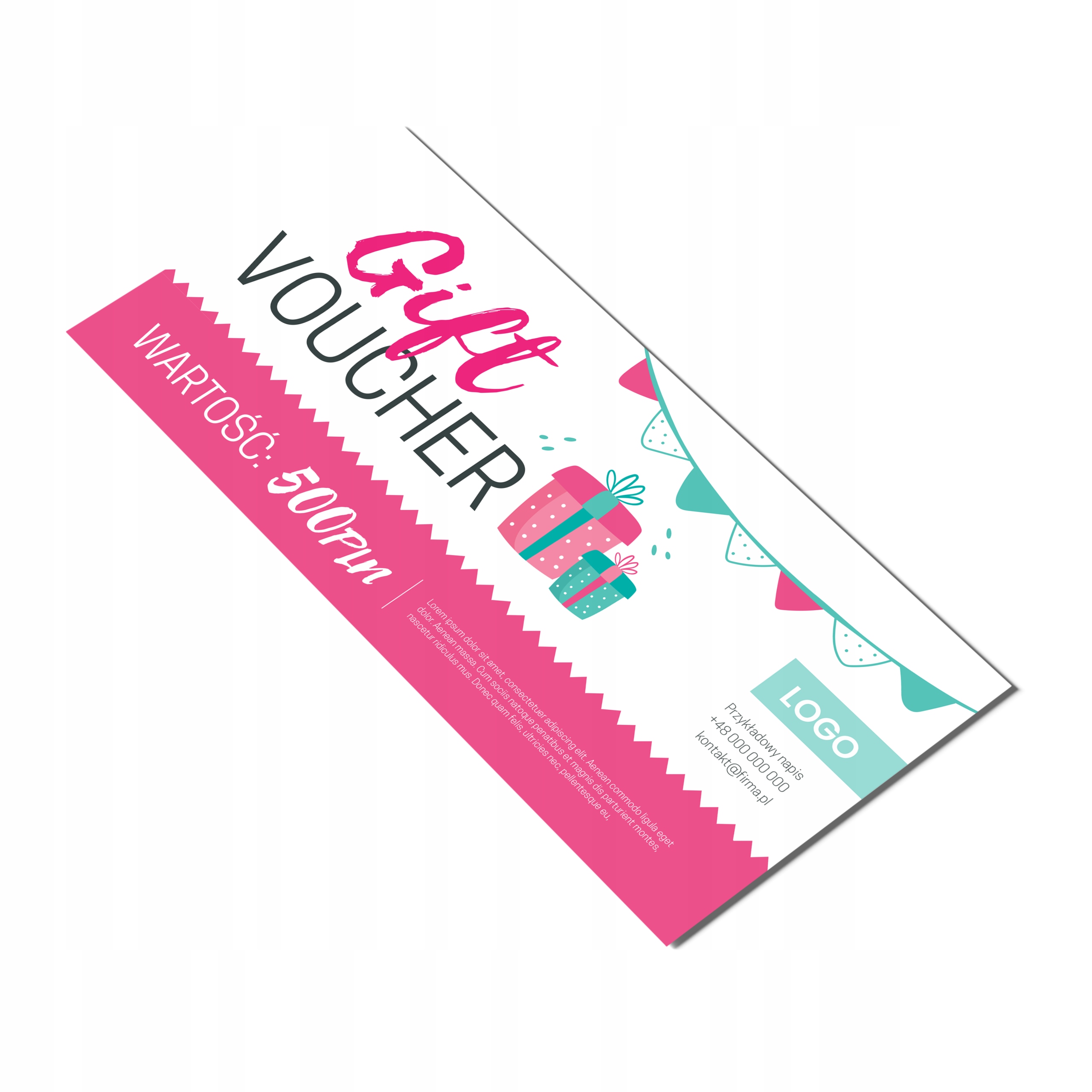 Vouchery prezentowe GRUBE MAT 350g DL 99x210mm PROJEKT GRATIS 50 sztuk Format papieru format DL