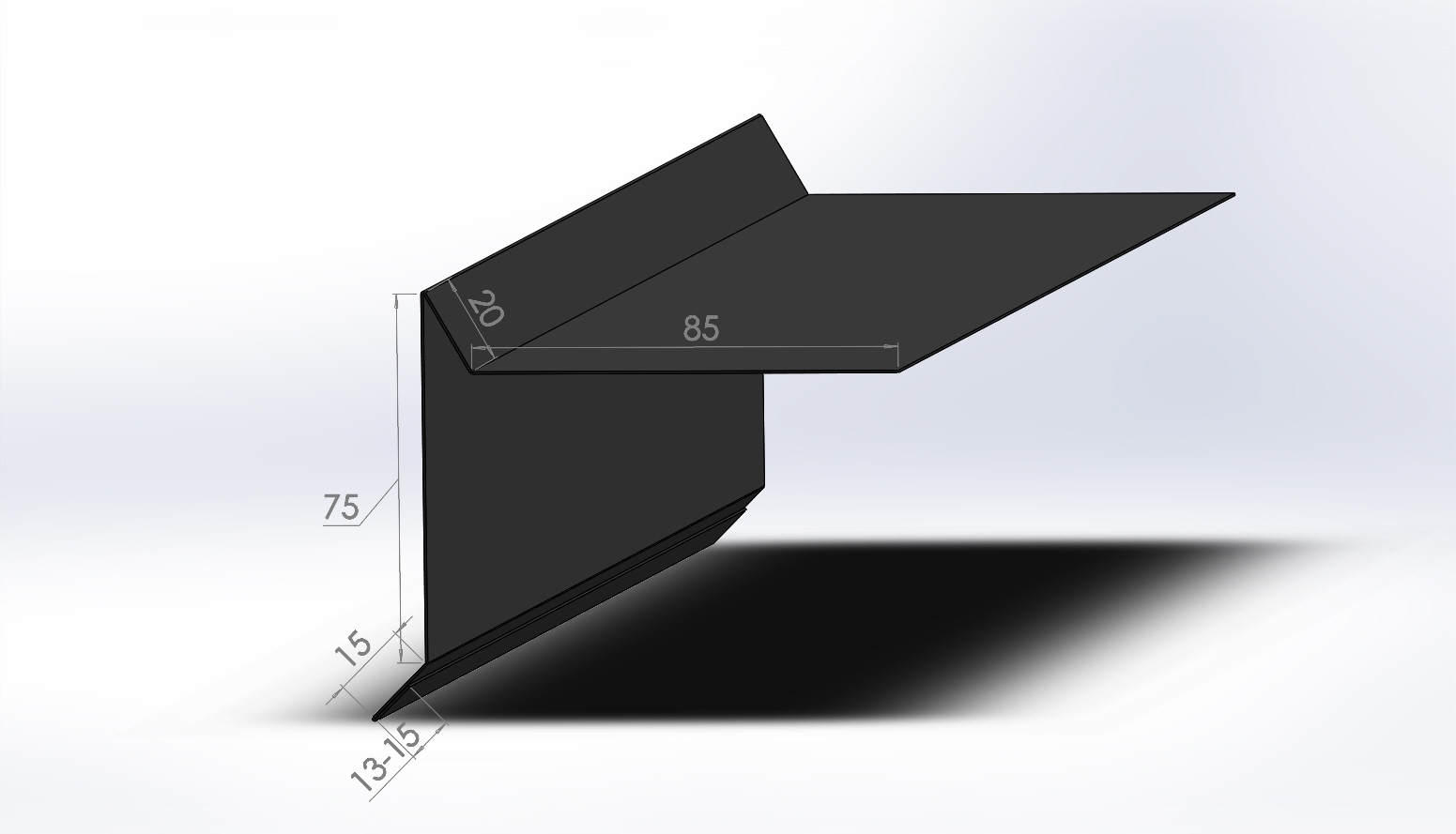 Wiatrownica mała pod gont papę grafit RAL7024 2mb