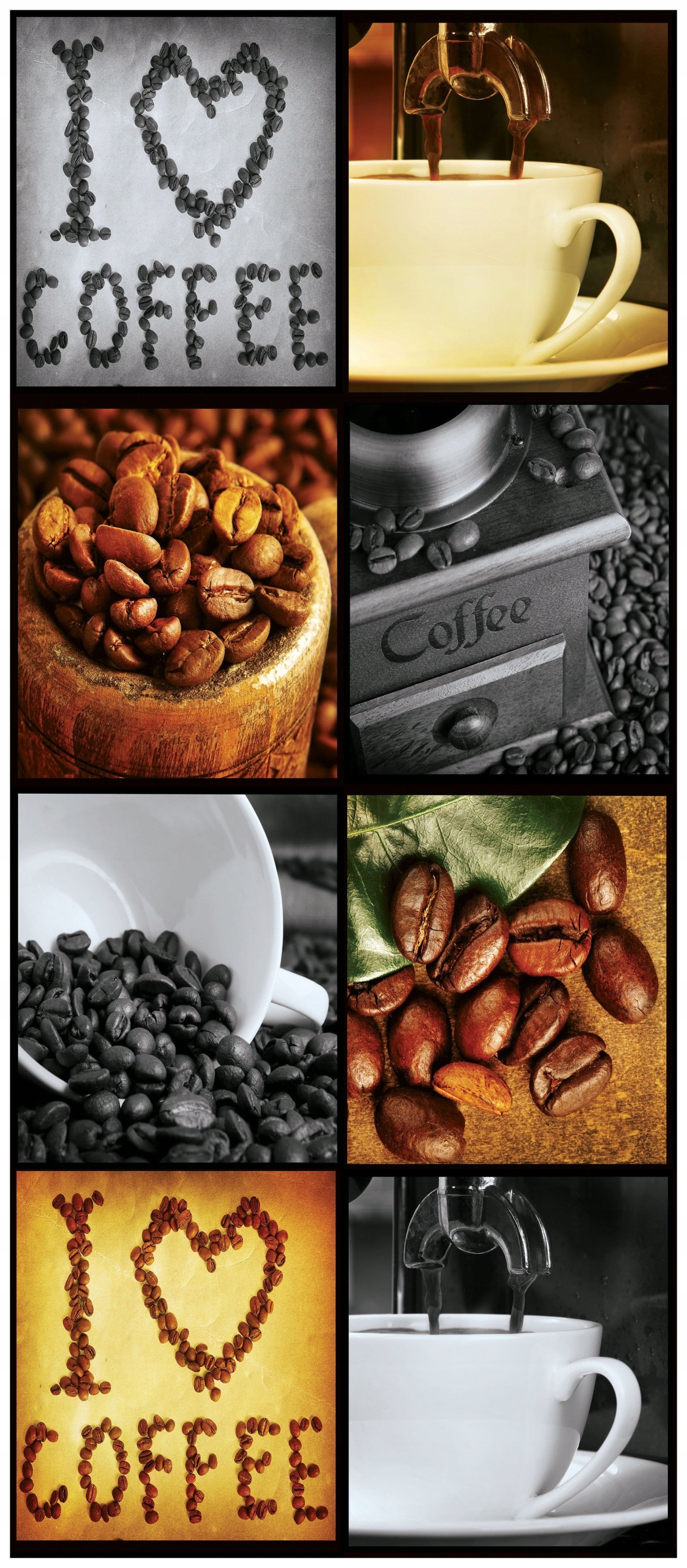 Fototapeta Kávová zrna šálky koláž aroma I Love Coffee 91x211 lepidlo