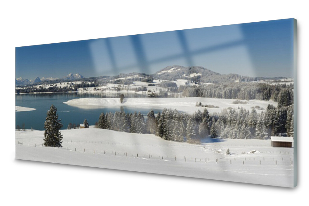 

Panel szklany do kuchni Jezioro Śnieg Góry 125x50