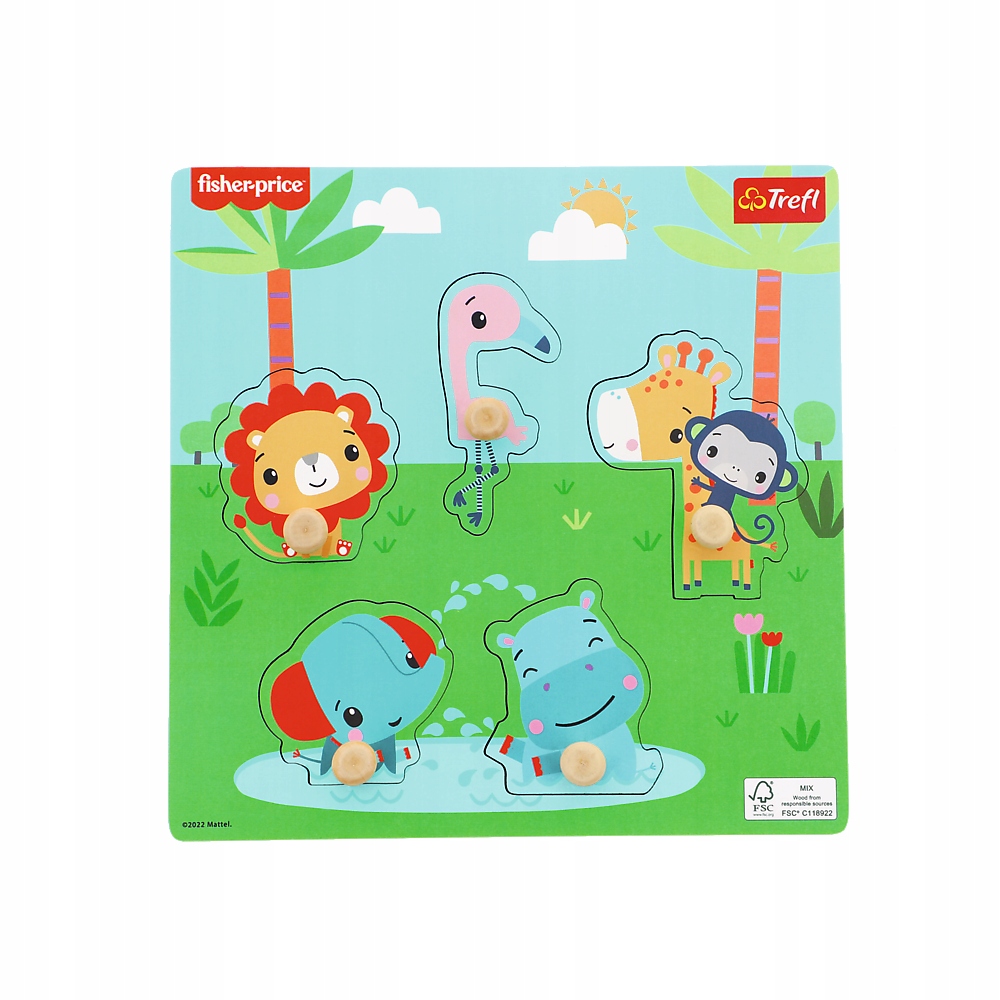 

Edukacyjne drewniane puzzle układanka Fisher Price