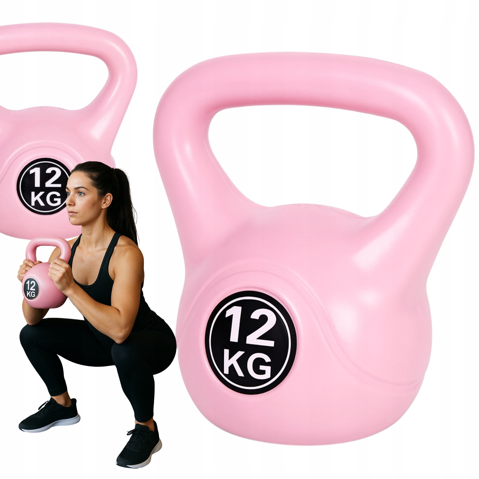Kettlebell 12kg Hantla Do Ćwiczeń Kettle Odważnik Obciążenie Różowy Fitness