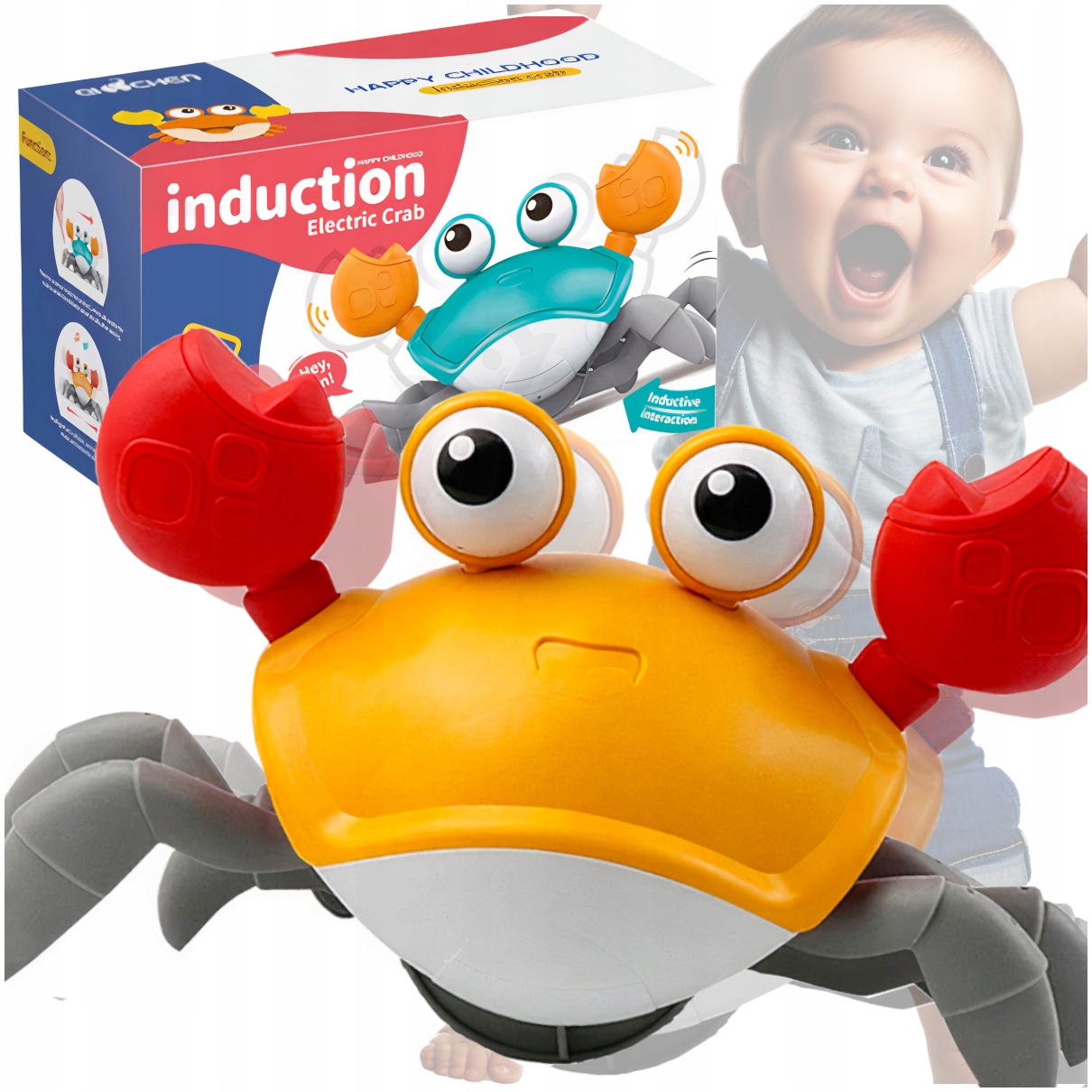 KRAB INTERAKTYWNY PEŁZAJĄCY UCIEKAJĄCY czujnik FUNKCJA WYŁĄCZENIA DŹWIĘKU