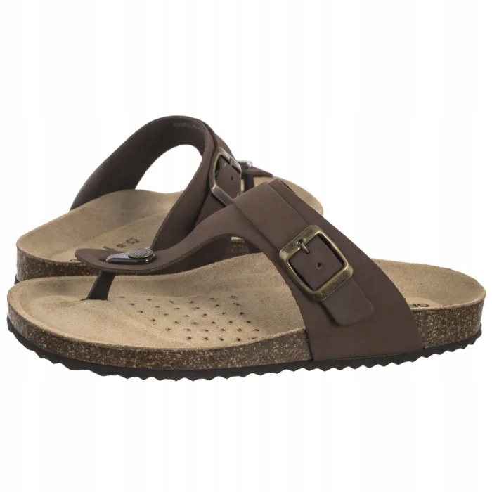 Dámské kožené žabky Geox D Brionia K Coffee D35LSK Hnědé