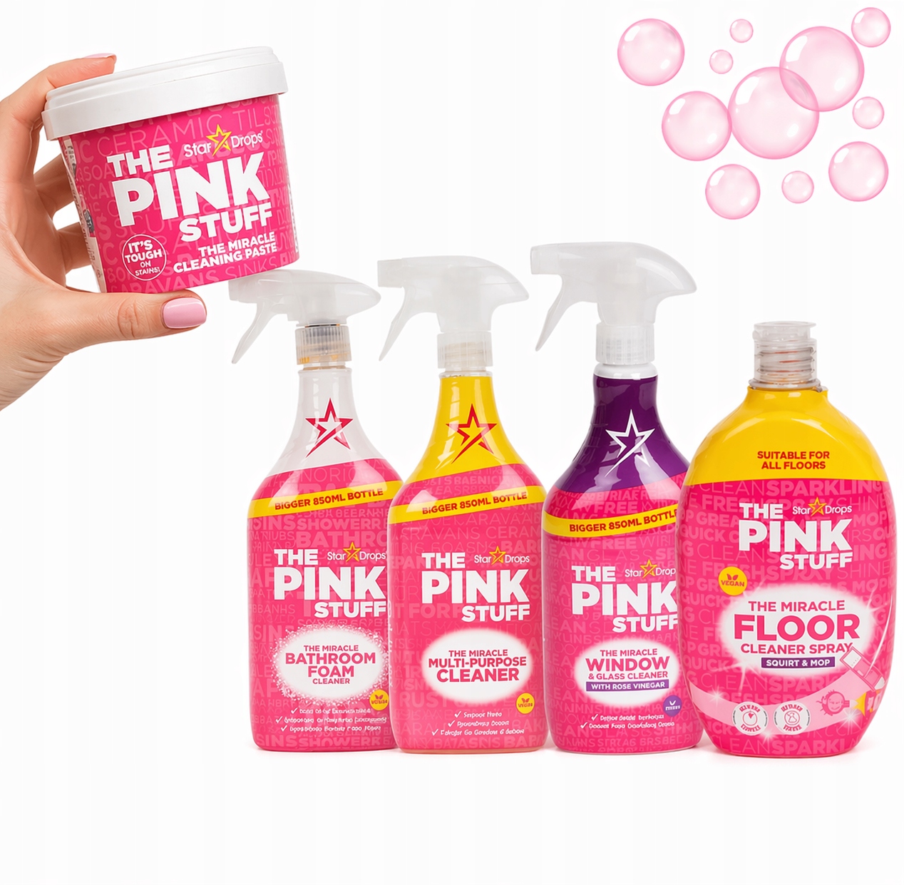 Pink Stuff Sada 5x – Bezpečné prostředky pro úklid domácnosti