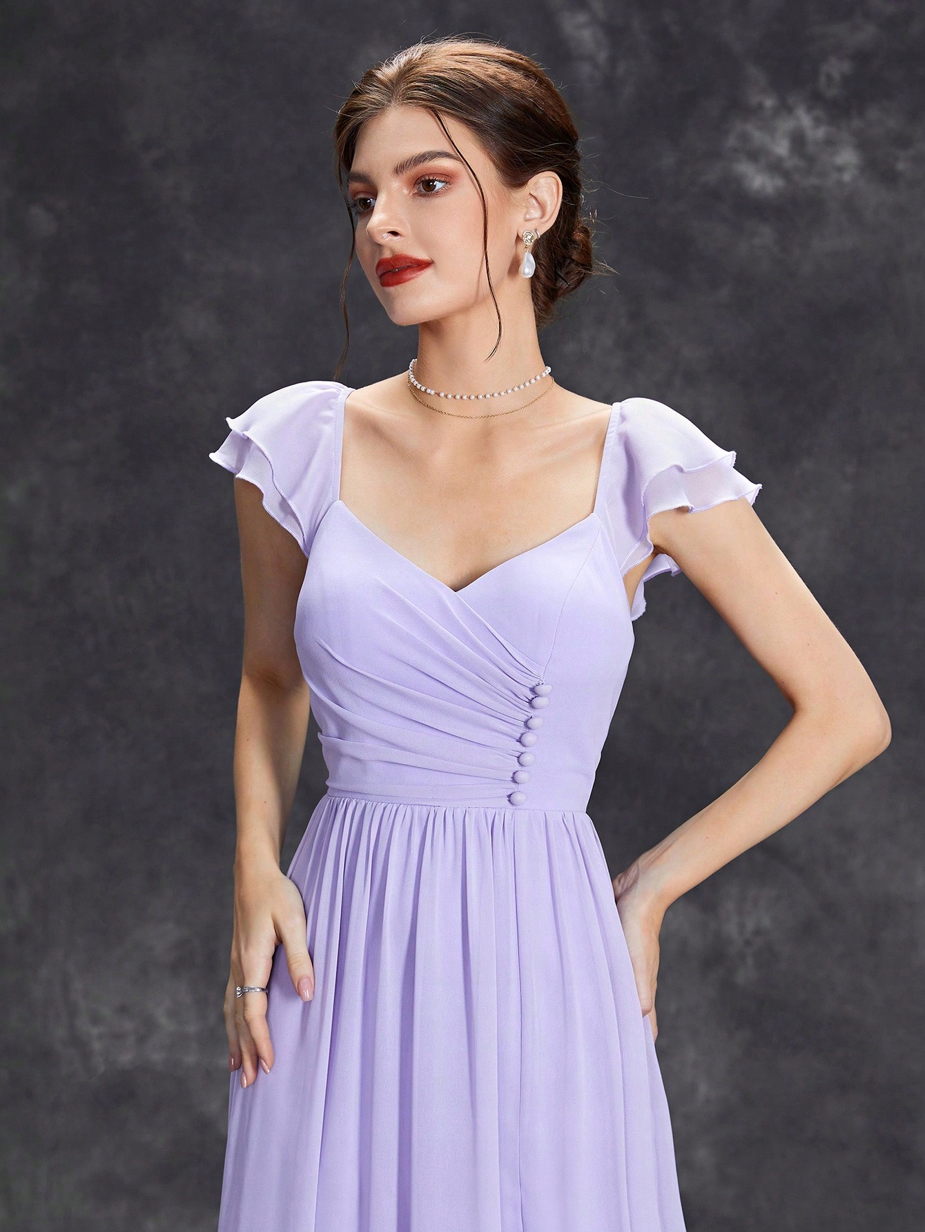 Šaty Večerní Nařasené Fialové Maxi Shein XL 42