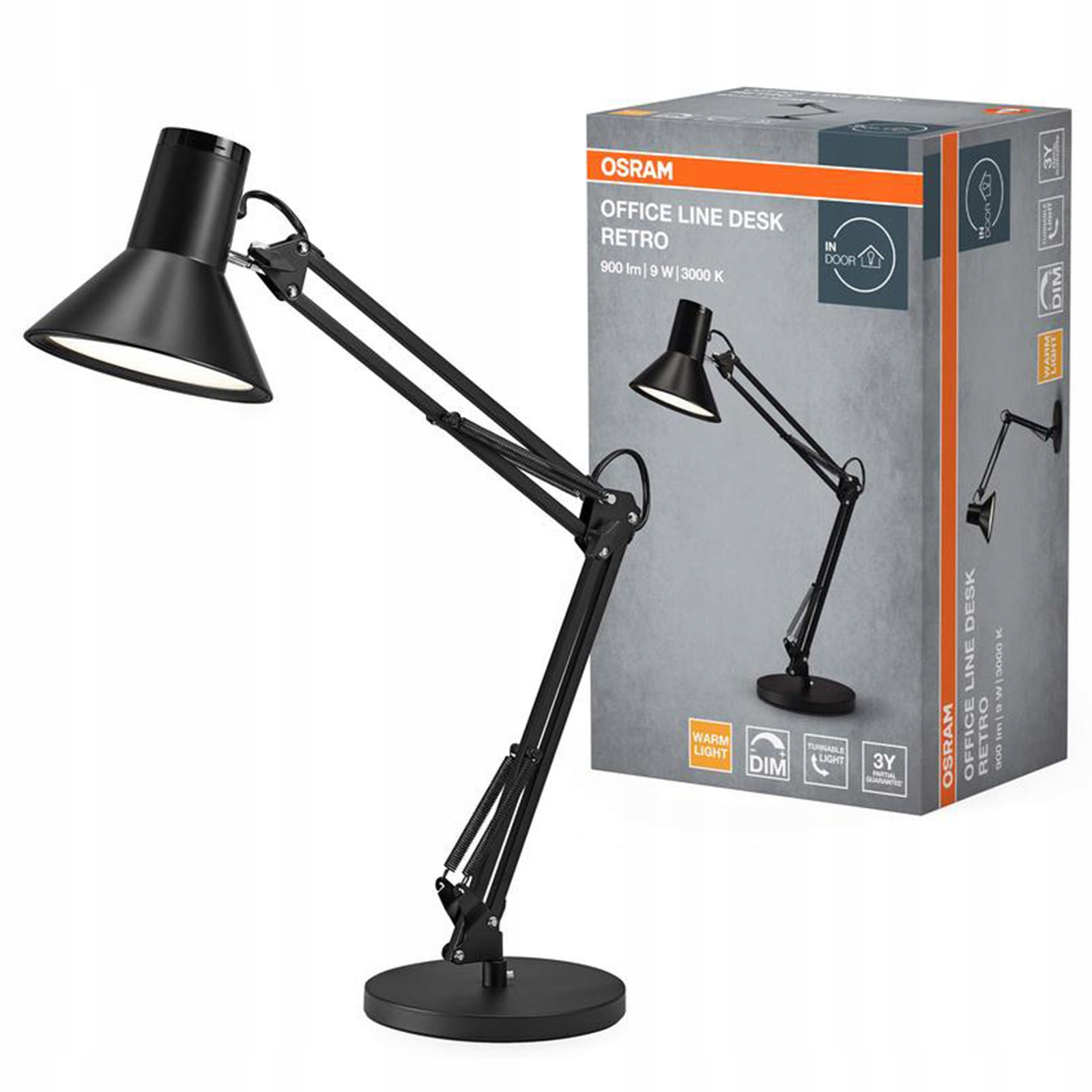 Stolová Led lampa stolová stmievateľná 9W 3000K 393lm čierna Office Line