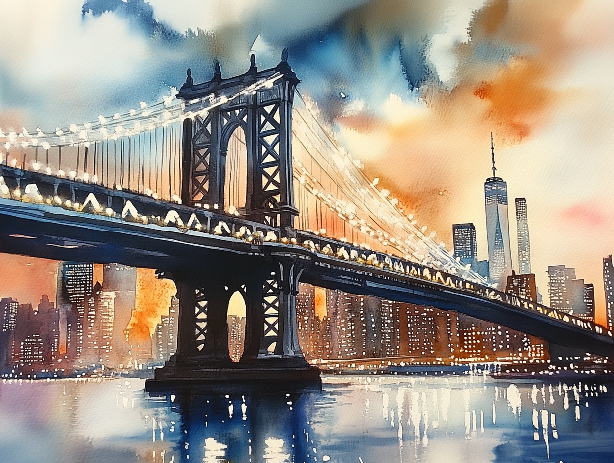 Obraz Na Plátně Canvas Město New York Usa Manhattan Most Slunce 80x60