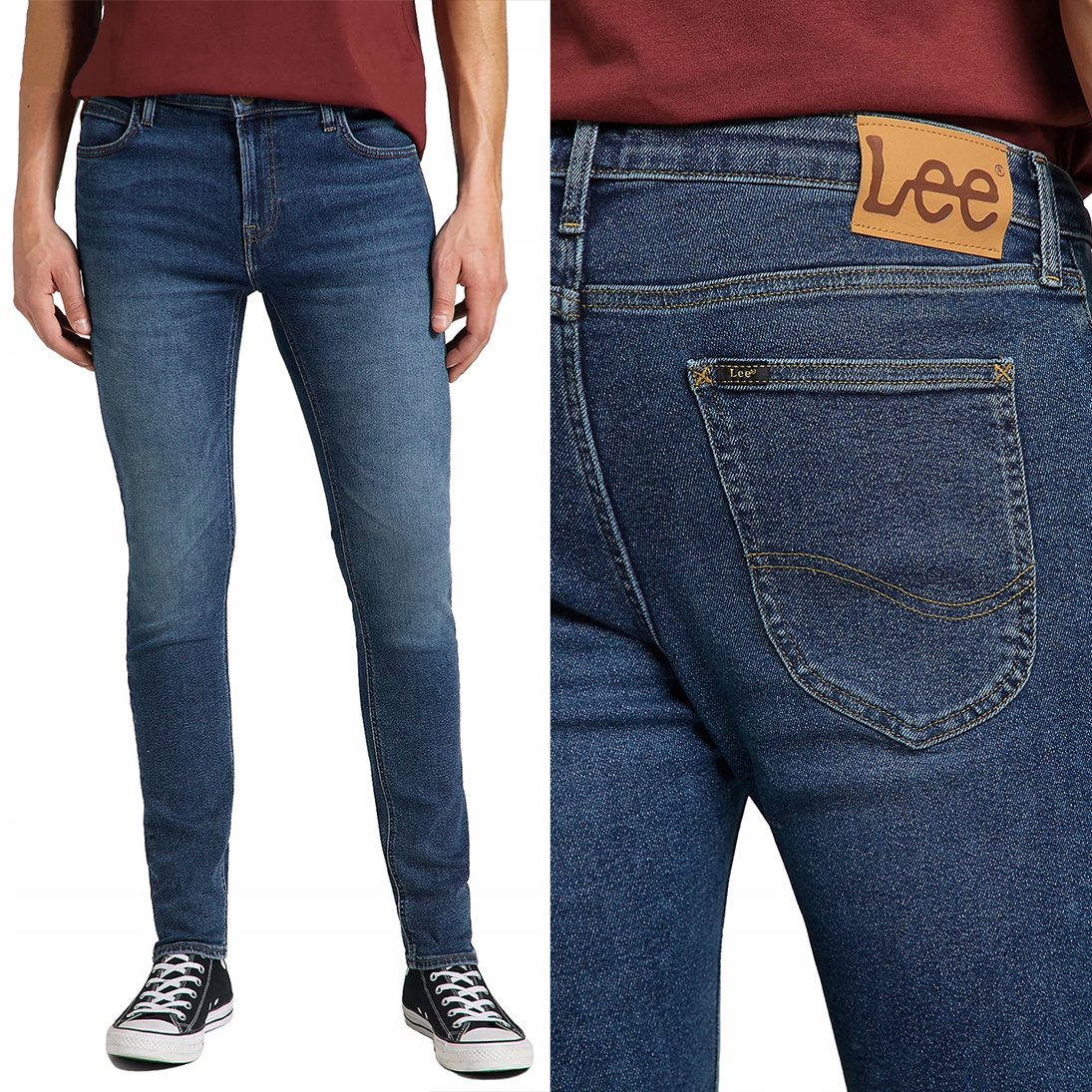 

Lee Malone Skinny Blue Acid Redville Rurki W33 L32