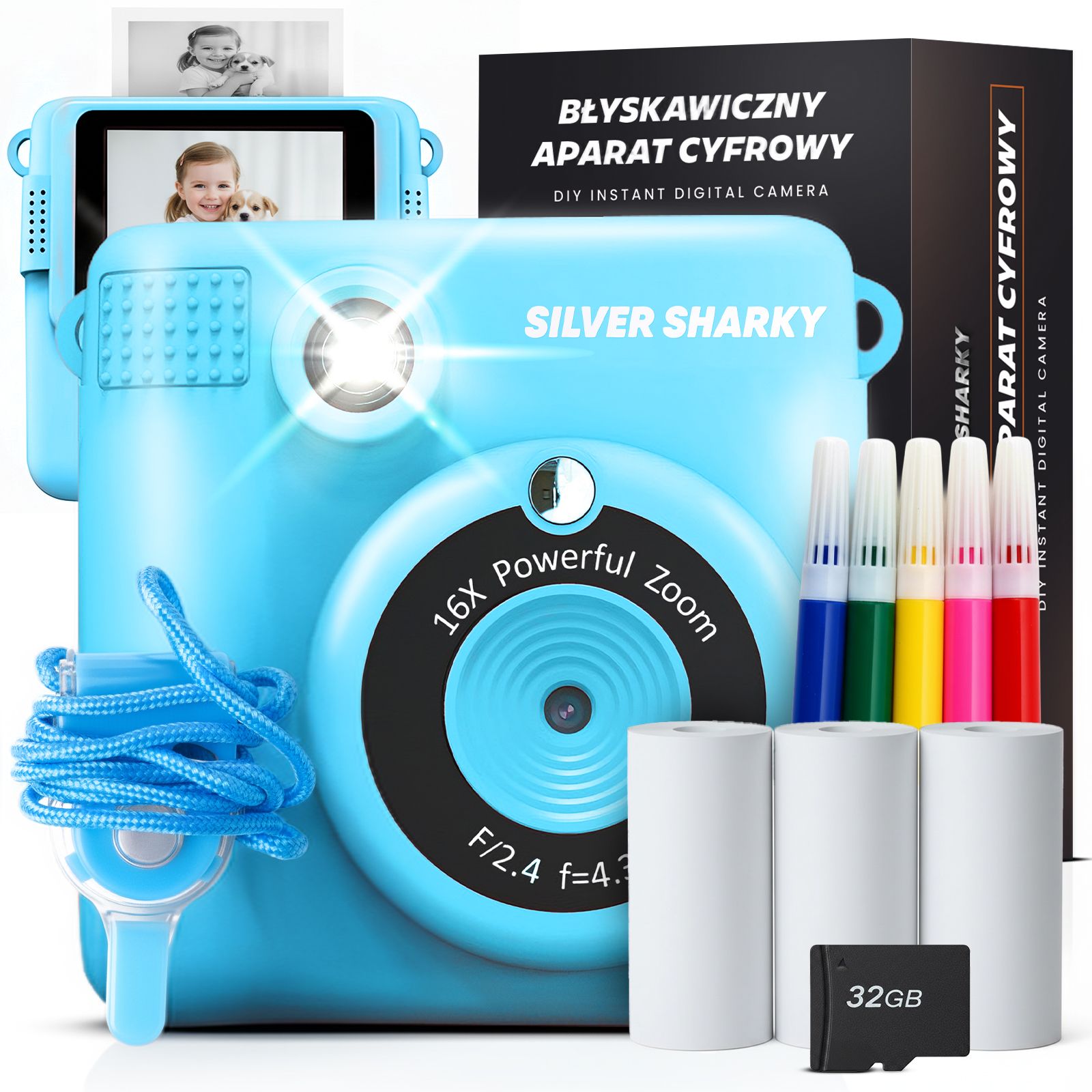 Aparat Cyfrowy Dla Dzieci Natychmiastowy Fotograficzny Z Drukarką Wkłady
