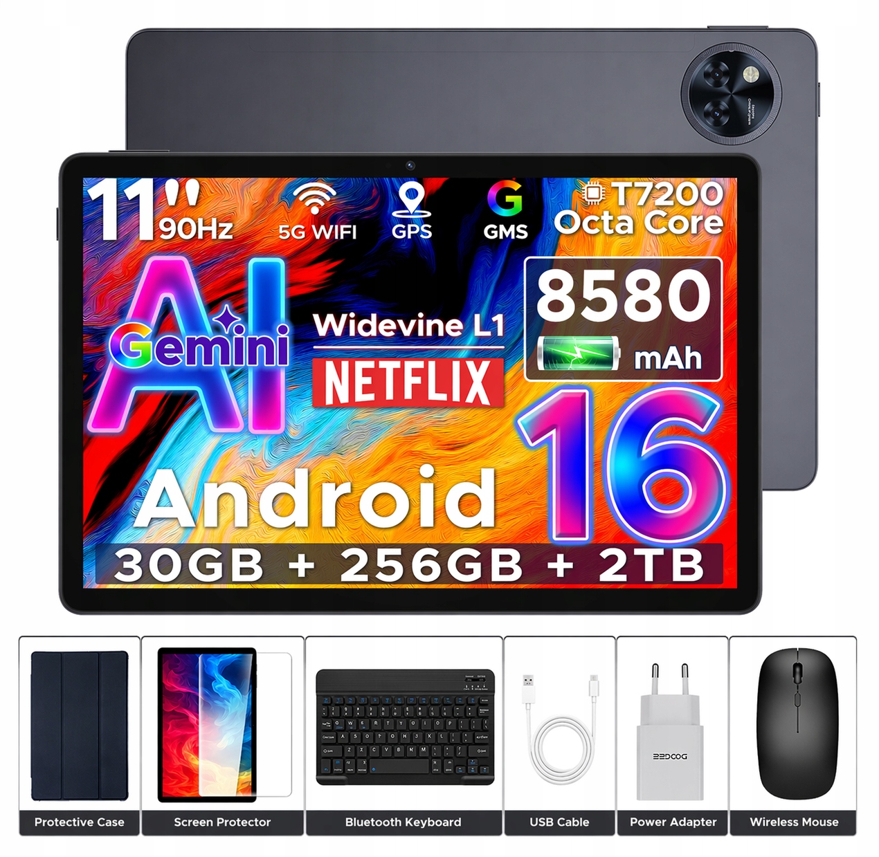 Tablet Doogee U11PRO 11” Android 30+256GB 8580mAh Klawiatura Mysz Etui Wifi