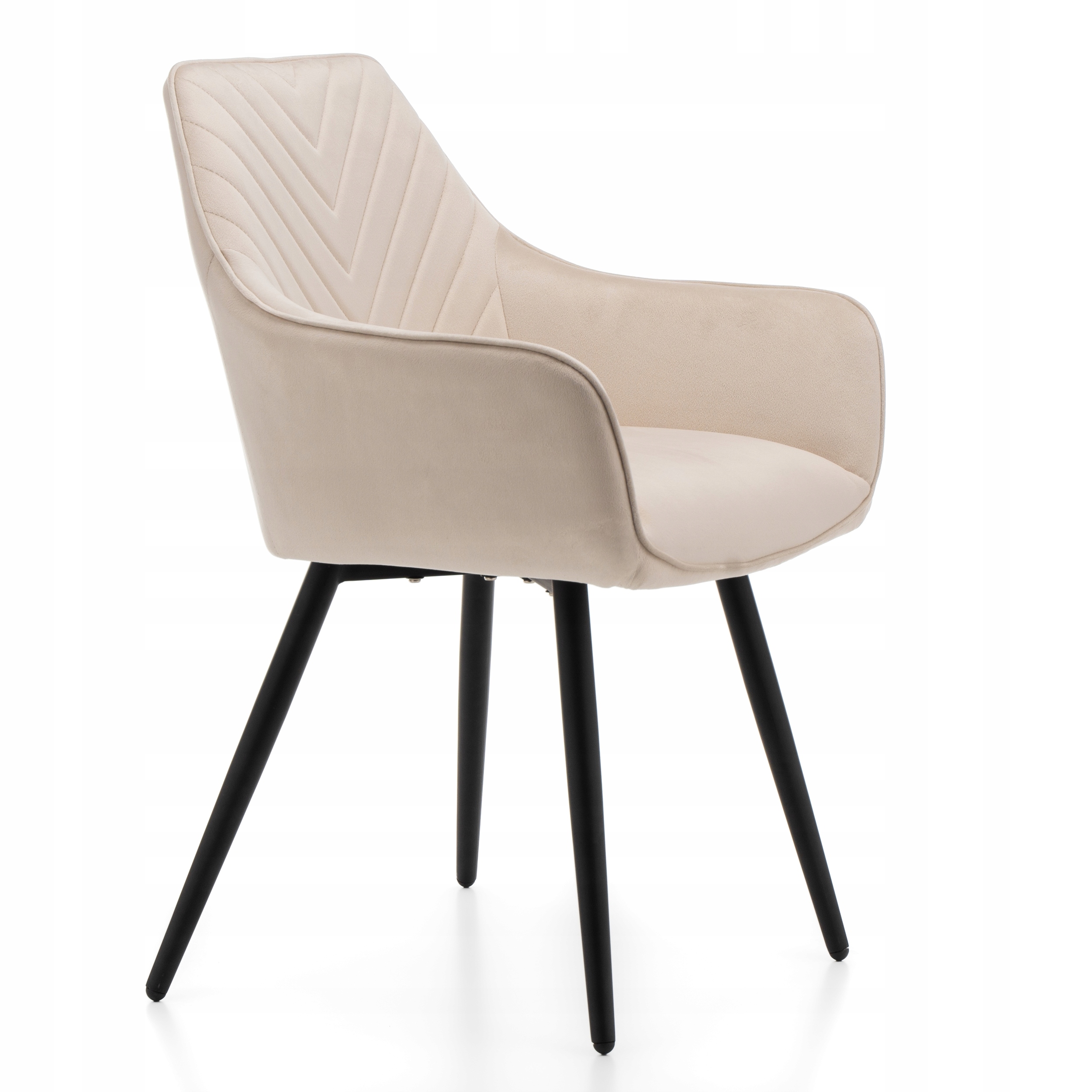 KRZESŁO TAPICEROWANE PIKOWANE DO SALONU JADALNI WELUROWE BEŻOWE VASTO Model VASTO