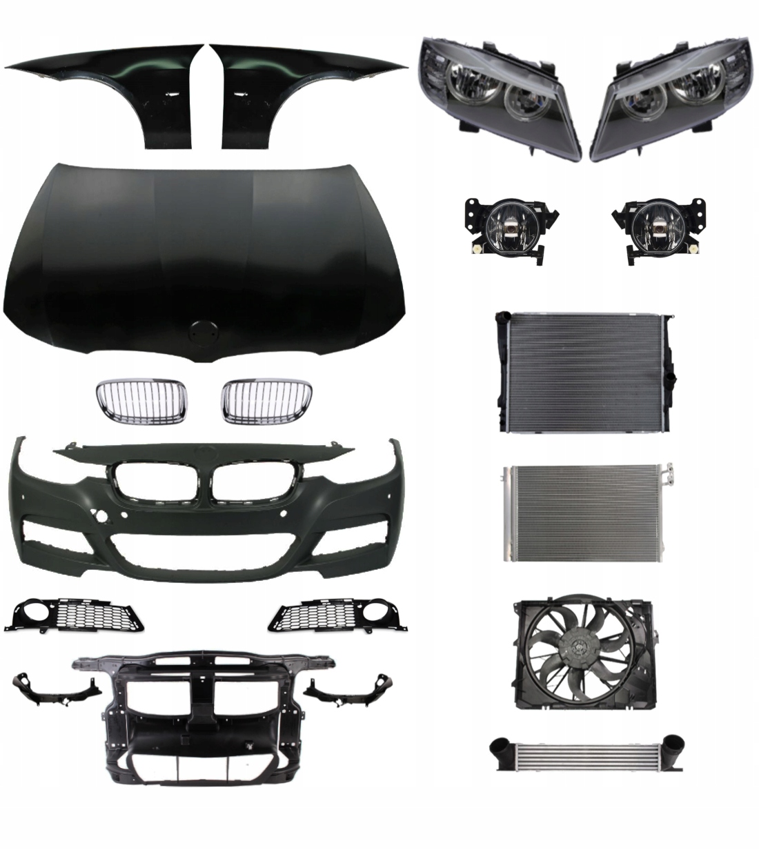 BMW E90 M Pakiet 04- Zderzak Pas Maska Belka ZESTAW CZĘŚCI