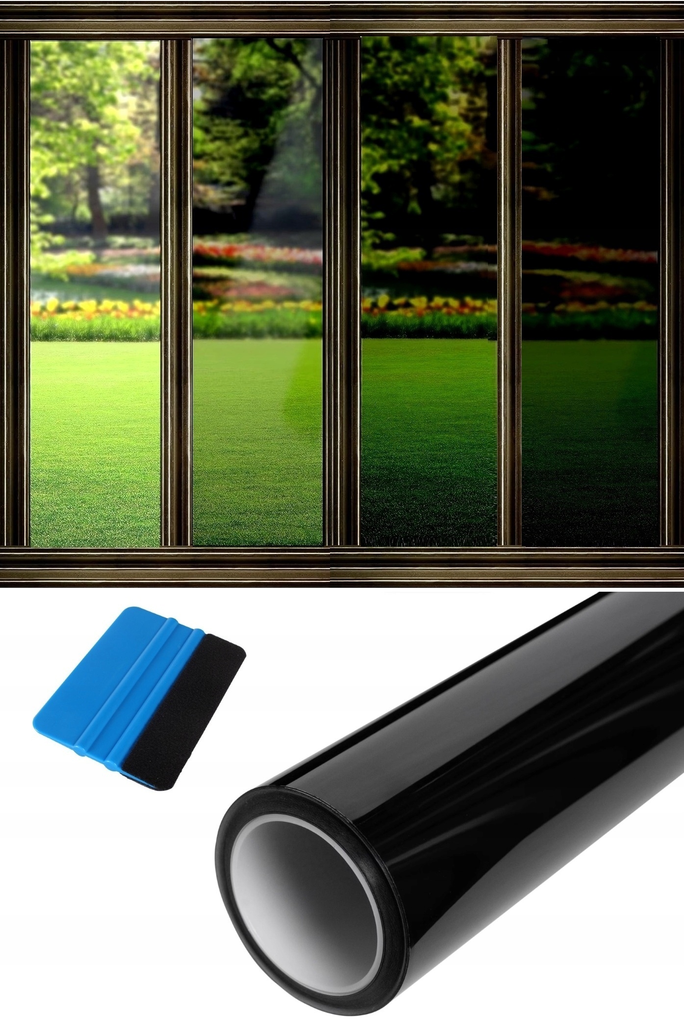 Fólie Na Skla Černá 2 m x 152 cm 4 Odstíny Stmívací Sluneční