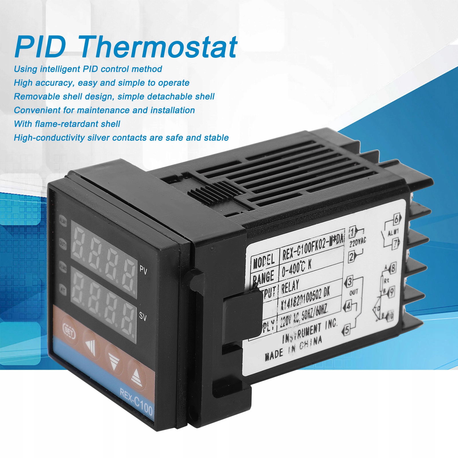 BERM Termostat PID Cyfrowy regulowany wyświetlacz Typ pieca inny