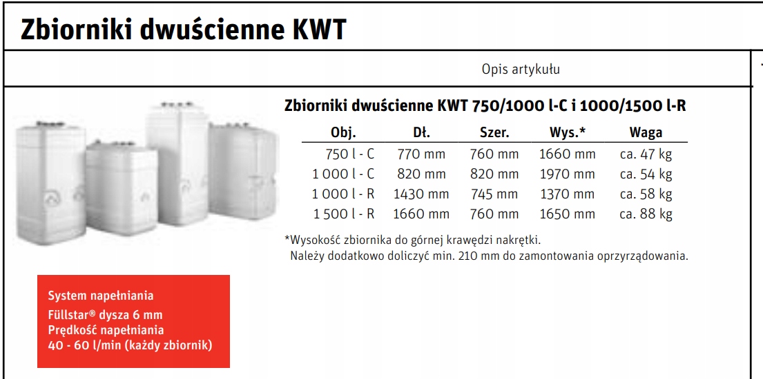 Zbiornik dwuścienny olej opałowy KWT 1500 l Roth Marka Roth Polska