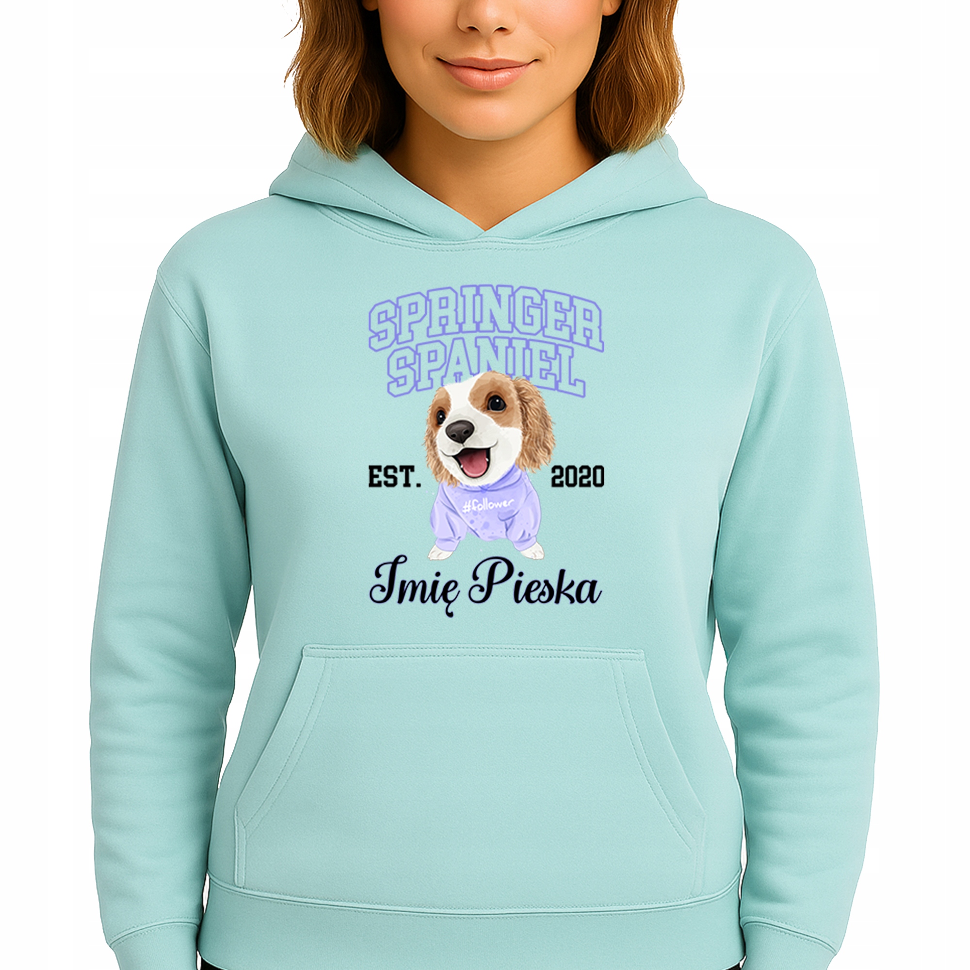 Mikina Mátová Hoodie S Kapucí Springer Spaniel *Jméno psa* M