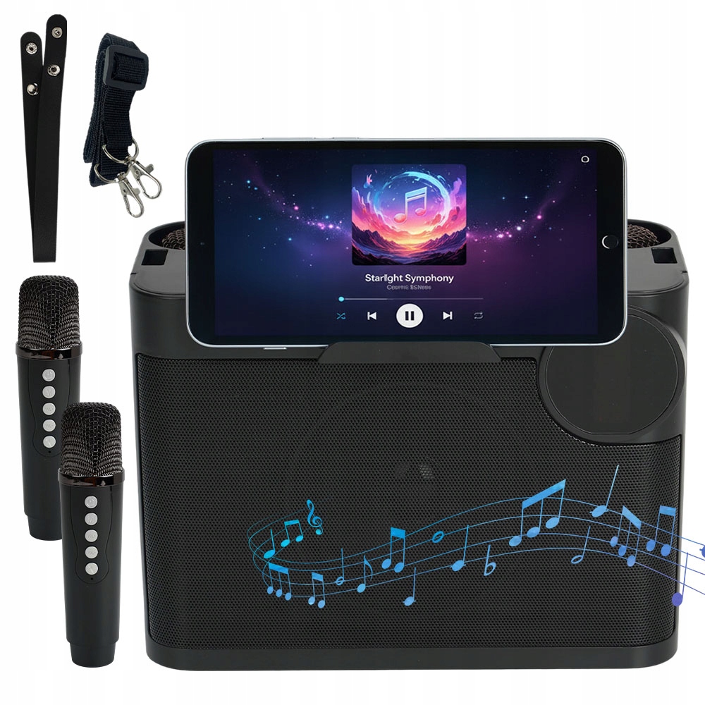 Bluetooth Karaoke Sada 5.3 Reproduktor 10W S 2 Mikrofony, Efekty Hlasu A Led