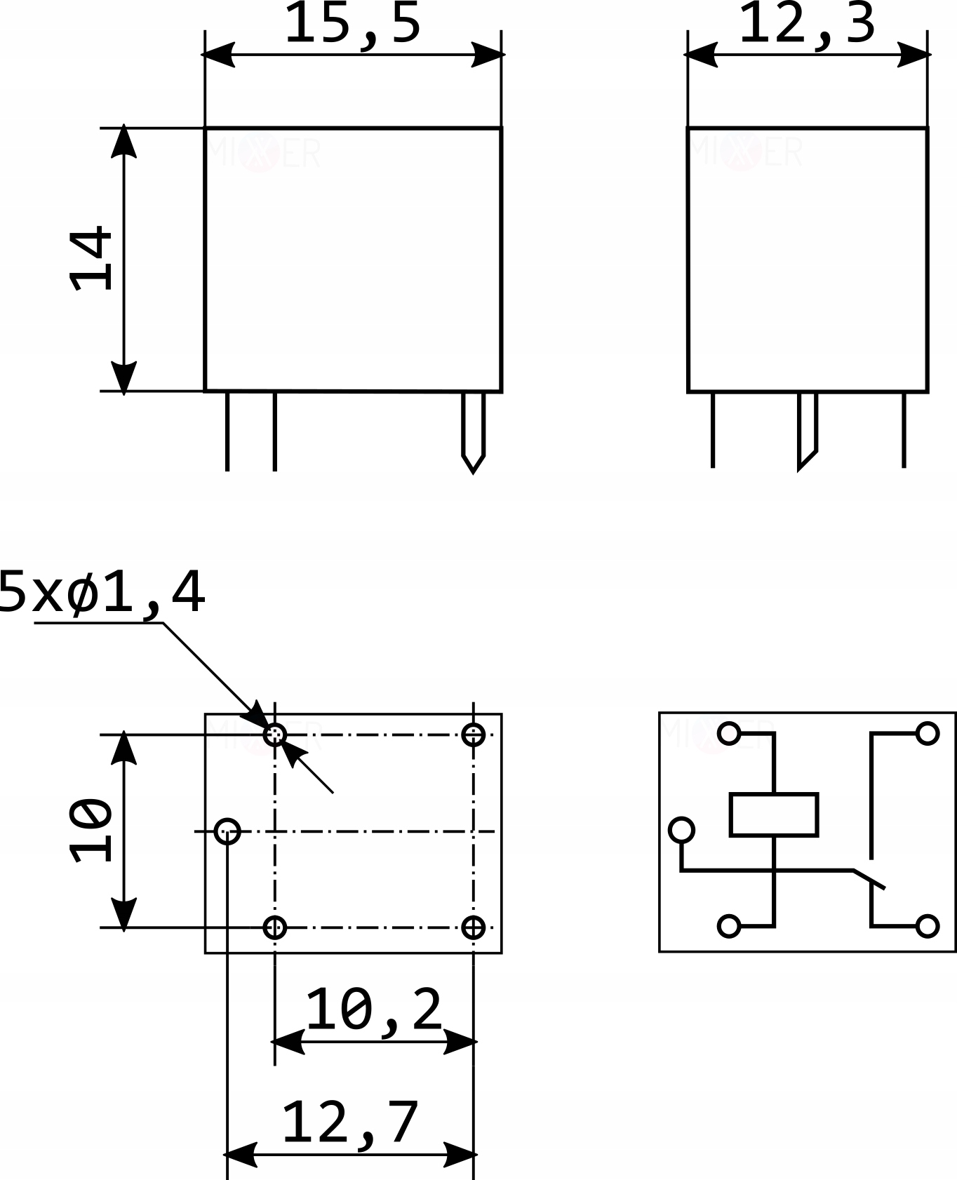 PRZEKAŹNIK SRA-12VDC-CL 12V DC 20A 125V AC 20A SONGLE Rodzaj mechaniczny