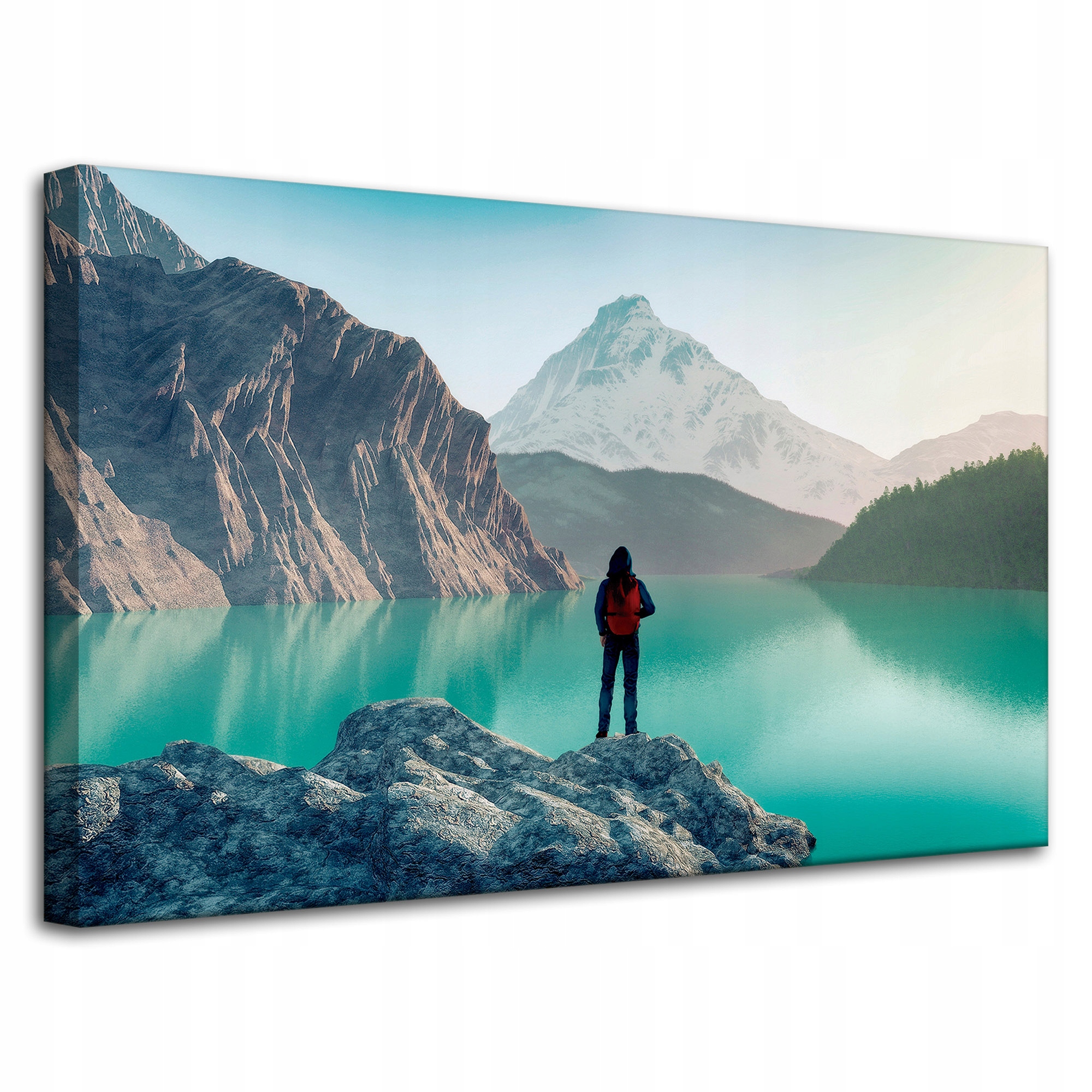 Obraz na plátně Horolezectví Jezero Příroda Krajina 80x50 cm