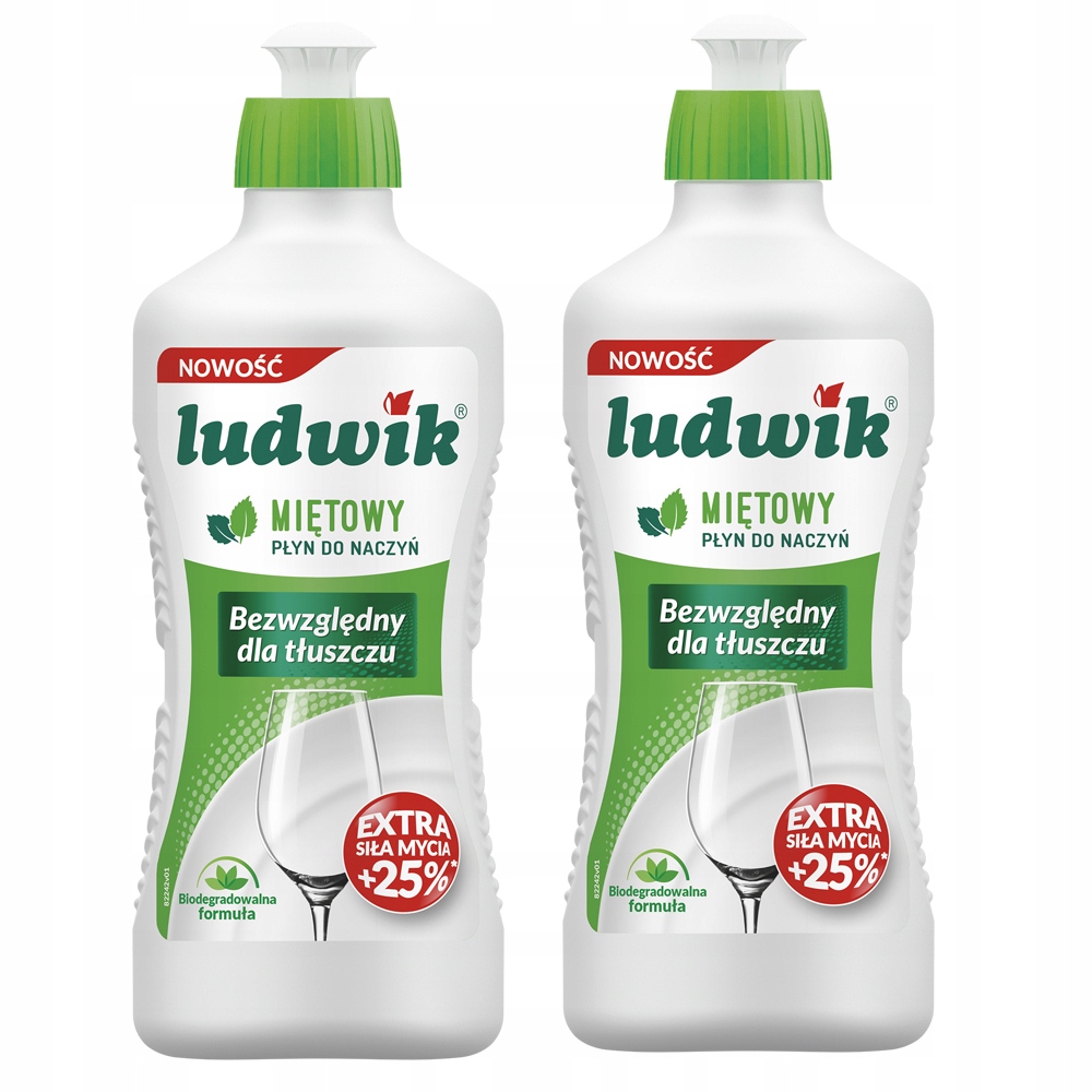 

2X Ludwik Płyn Mycia Zmywania Naczyń Miętowy 900G