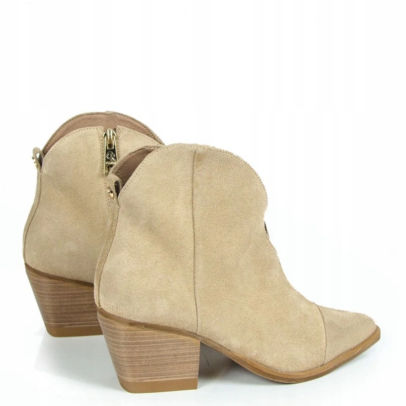 CARINII B9063 BOTKI SŁUPEK SKÓRA ZAMSZ BEŻOWE 39 Model B9063