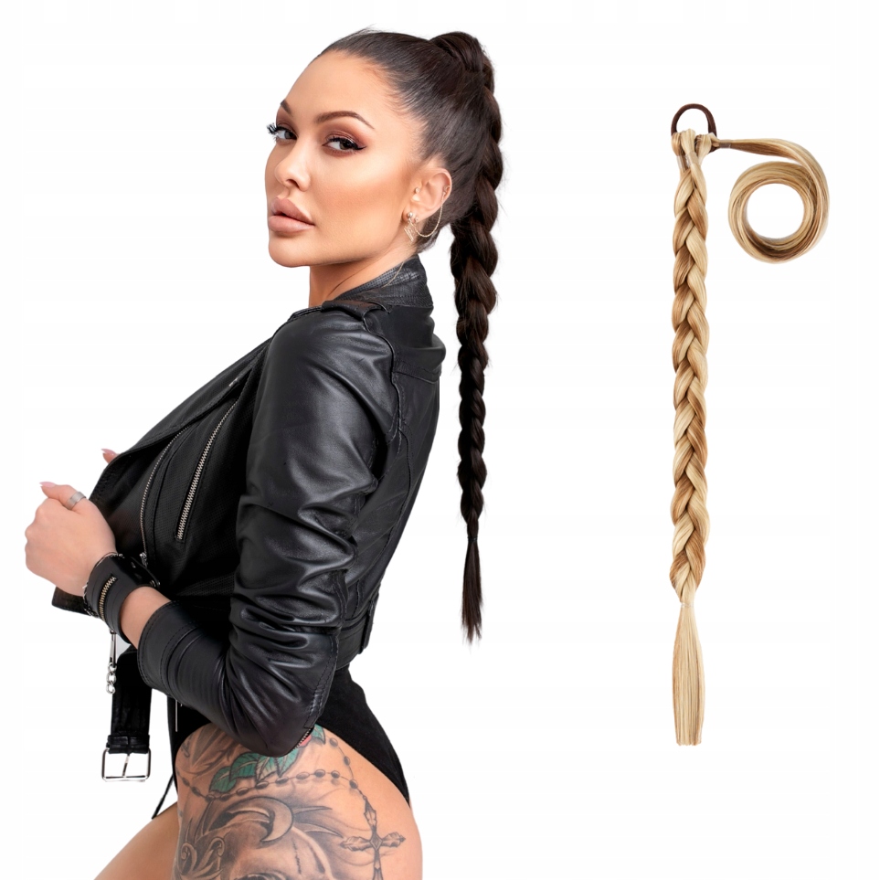 Připínací cop na gumičce, vlasy culík kitka 55 cm #14/88 blond pramínky