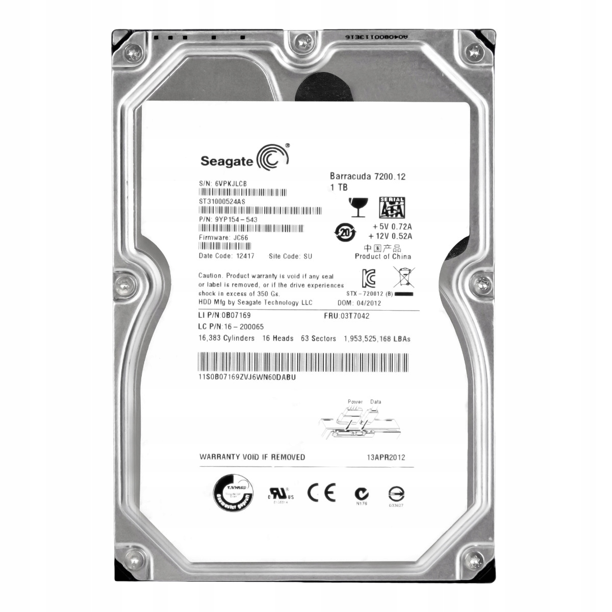 Lenovo 03T7042 1TB 7.2K 32MB Sata III 3.5'' ST31000524AS