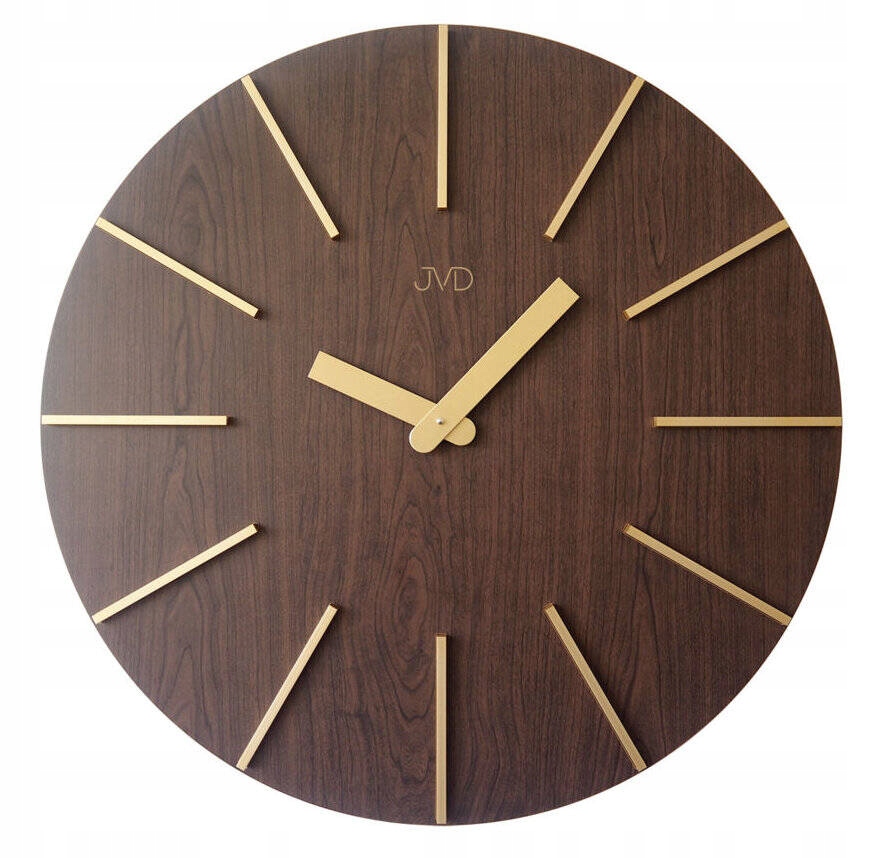 Elegantné Drevené Hnedé Nástenné Hodiny Jvd HC702.1 70 cm Zlaté Ručičky
