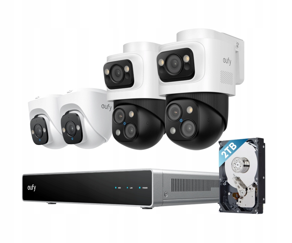 Zestaw eufy Nvr Security System 2xS4 2xE41 4K Ai Rejestrator Dysk 2TB