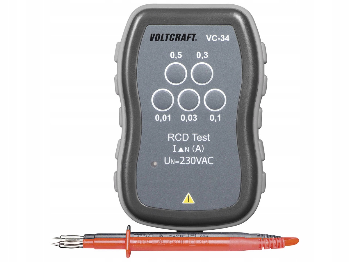 Tester bezpieczników różnicowoprądowych VC-34 40-70 Hz 0,5A 250V Voltcraft