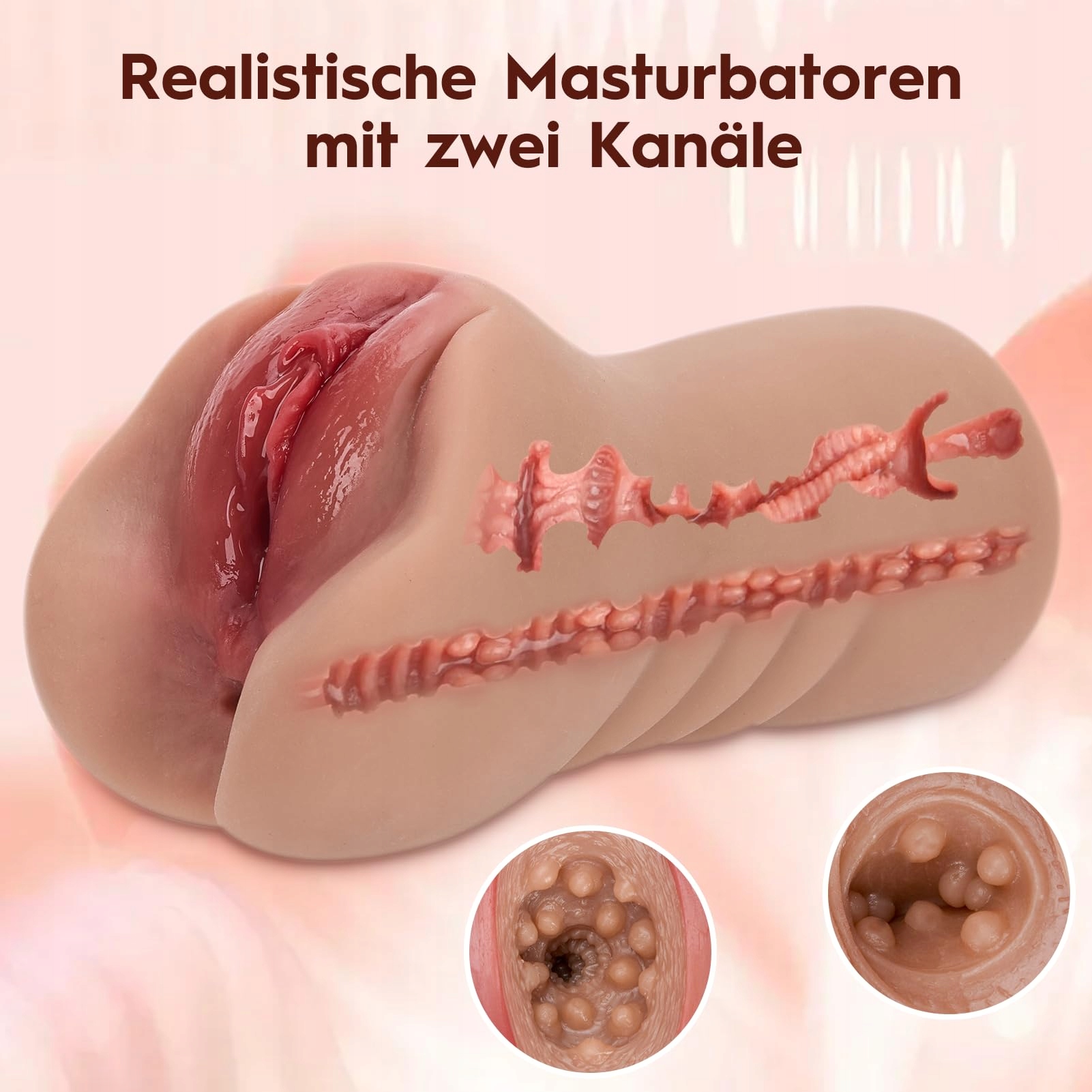 POCKET PUSSY 2w1 Masturbator Dla Mężczyzn 3D Vagina i Anal 650g Brązowy — miniatura 2