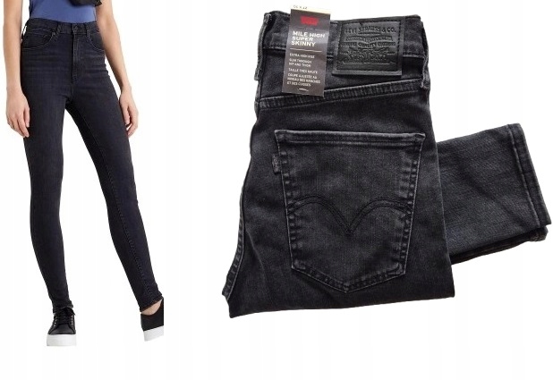 úzké nohavice Levi's Mile High Skinny W27 L30 S 36 černé Premium