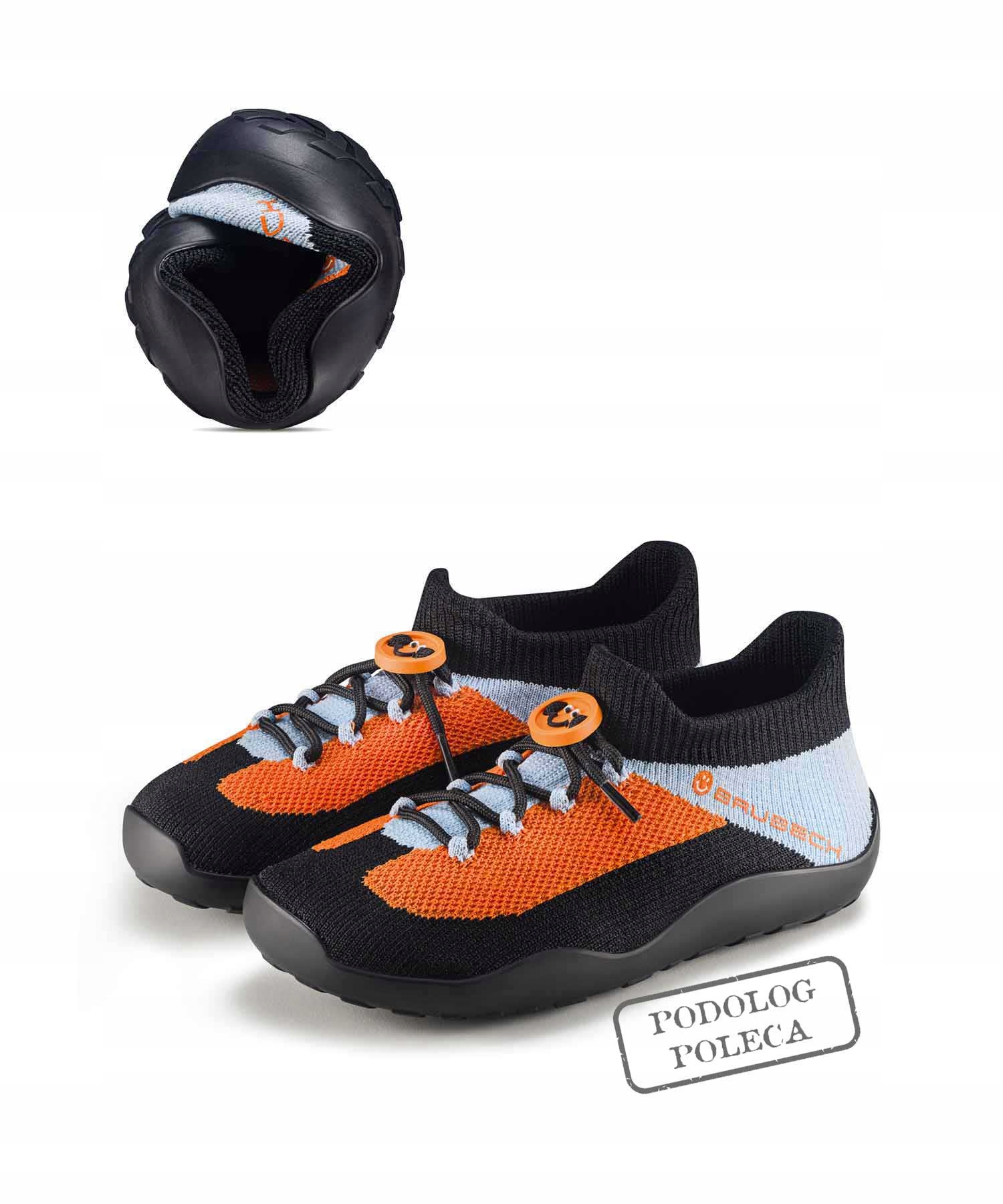 Dziecięce buty Brubeck Barefoot Merino Classic pomarańczowy/czarny 24