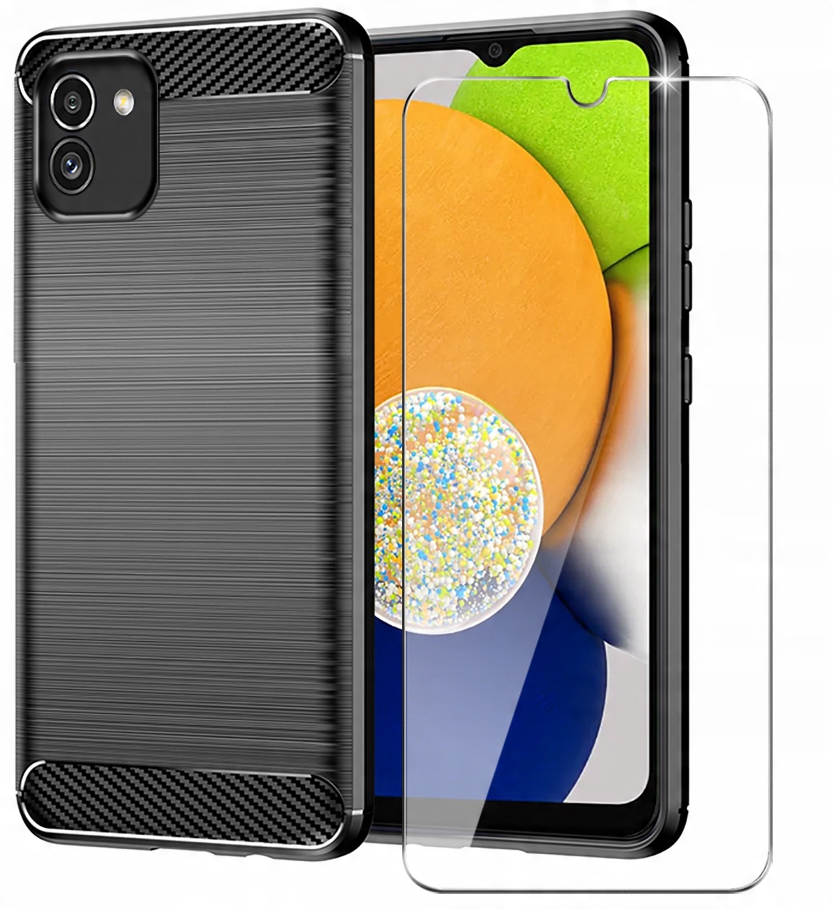 

Etui Pancerne Karbon Szkło do Samsung Galaxy A03