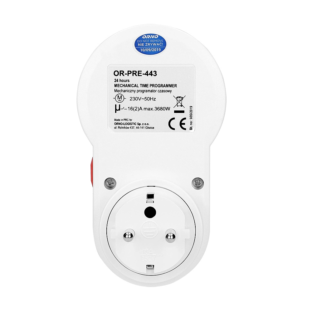 Programator Czasowy Mechaniczny Włącznik Wyłącznik Analogowy do Gniazdka Model OR-PRE-443