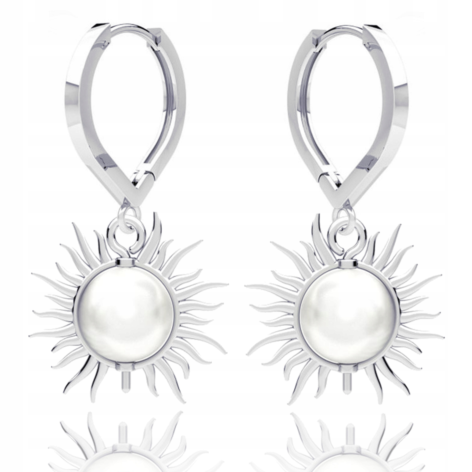 Sluneční Hvězda S Perlou Stříbrné náušnice na anglickém biglu stříbro 925