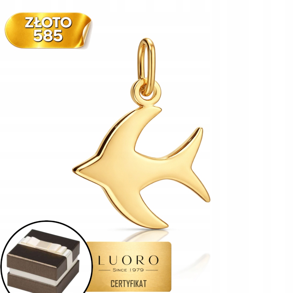 Přívěsek Zlatý 585 14K Vlaštovka Jemná 1,5 CM Elegantní Dárek
