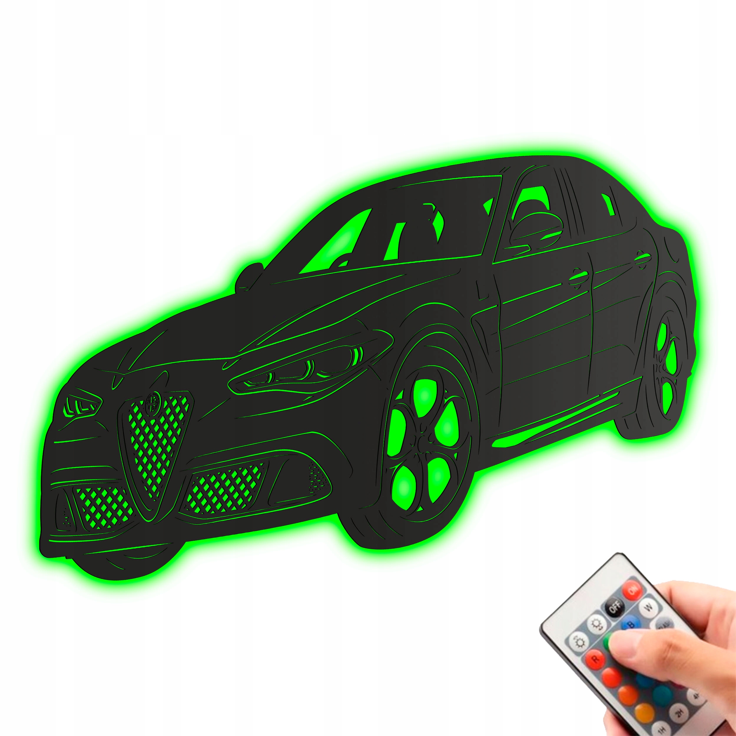 Alfa Romeo Giulia Drevený 3D obraz Nočná Lampa Led diaľkové ovládanie