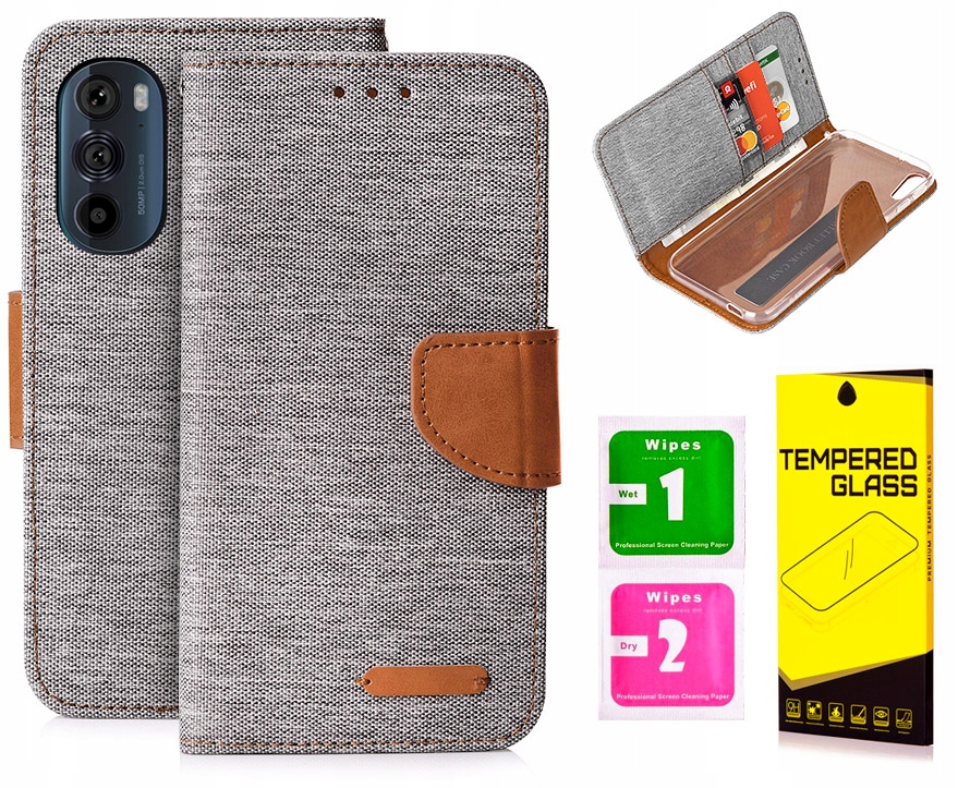 

Etui Portfel Canvas Do Motorola Edge 30 Pro Szkło