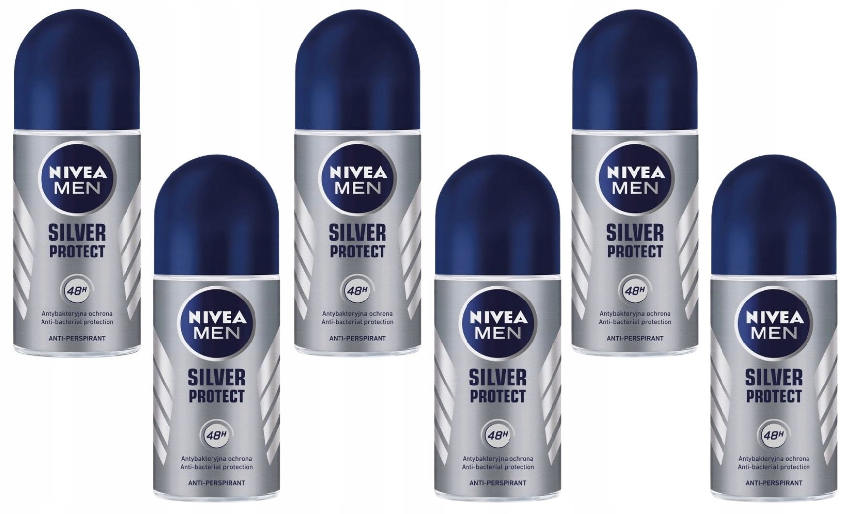Nivea Silver Protect Antiperspirant roll on v kuličce pro muže, sada 6 kusů