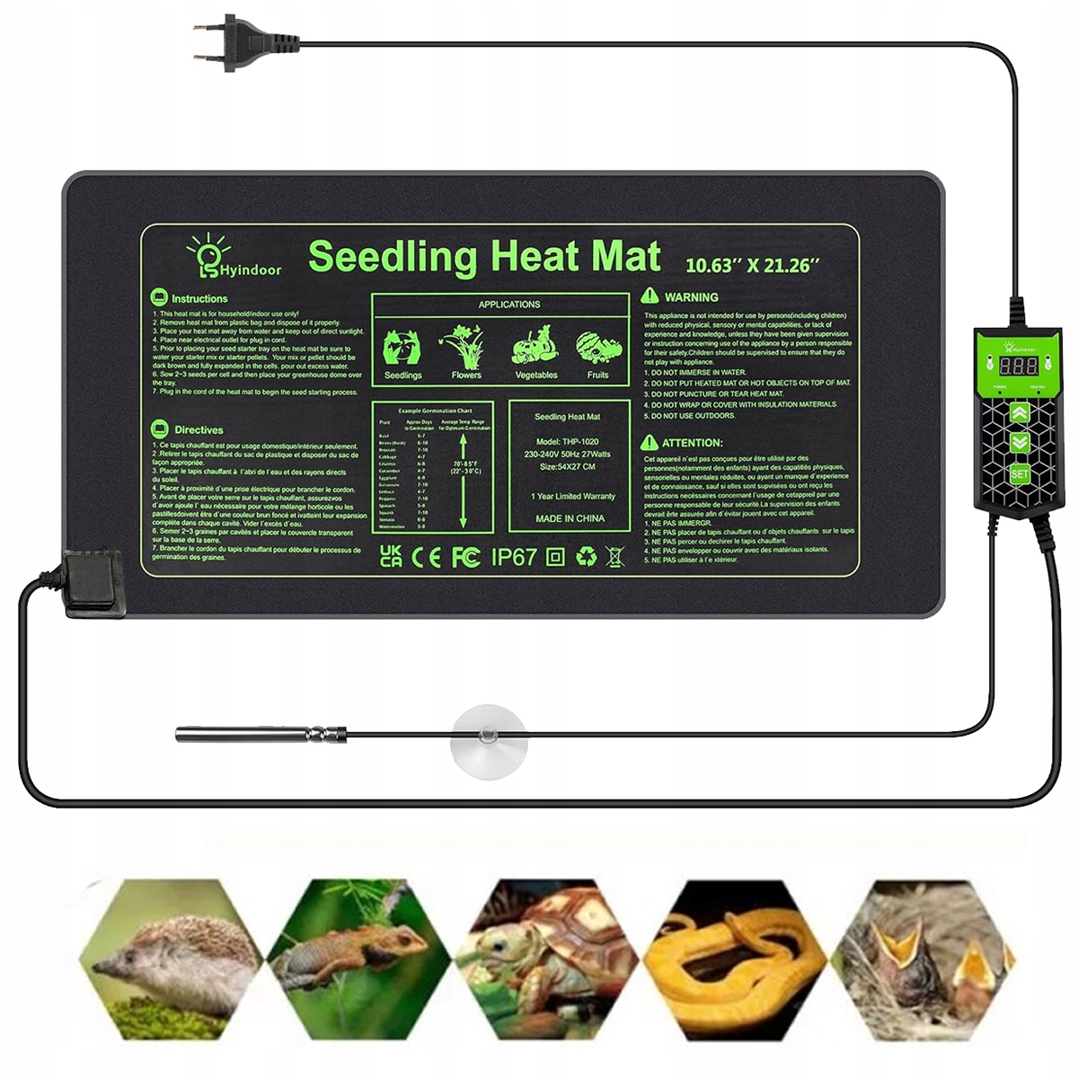 Levně Topný Rohož S Regulací Pro Terárium Rostlin Sazenice 55x27 cm 27 W