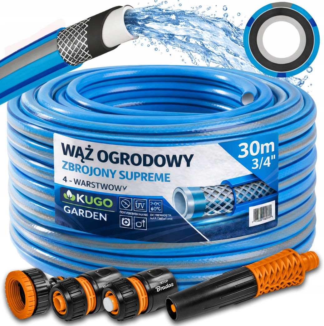 Hadice 3/4" 30 m 4 Vrstvy Plus Supreme Zavlažovač Set Bradas