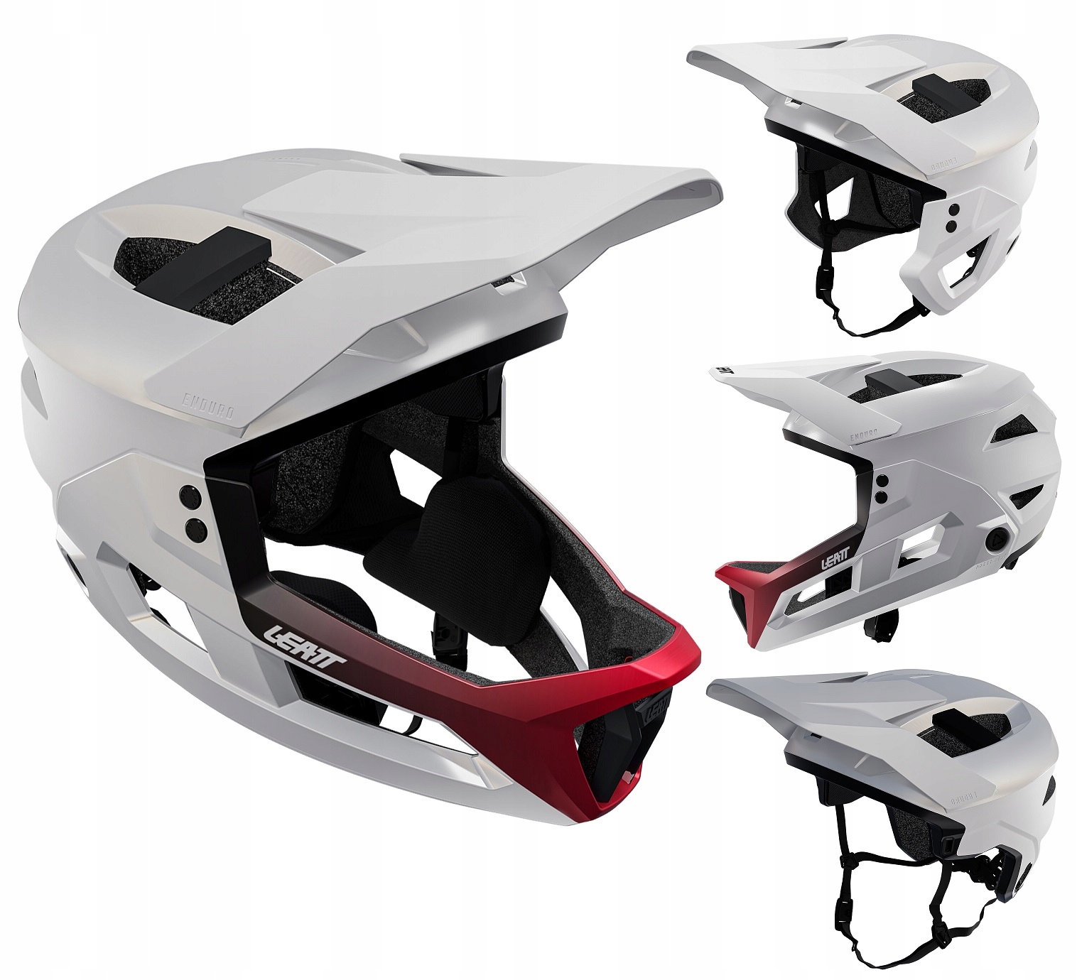 Kask Leatt Enduro 3.0 Full Face z wypinaną szczęką 3in1 white red 55-59 L