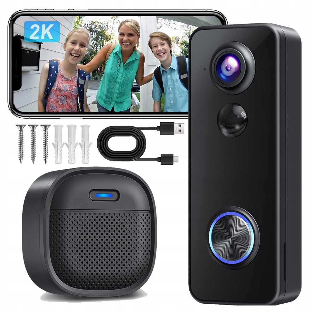 2K Videotelefon Zvonek Kamerou Bezdrátový Wifi Smart Dálkový Náhled Pir