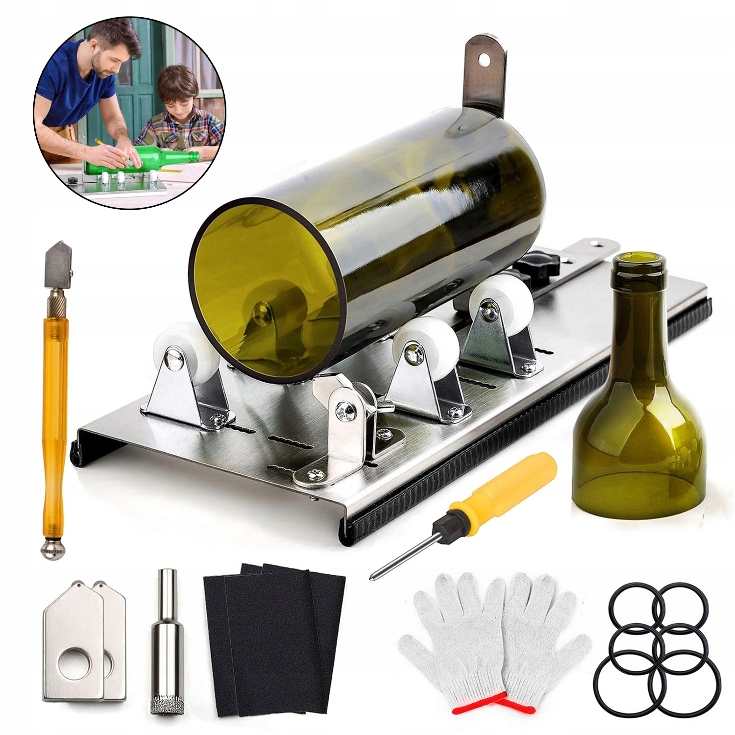 МАШИНА ДЛЯ РЕЗКИ СТЕКЛЯННЫХ БУТЫЛОК ИЗ НЕРЖАВЕЮЩЕЙ СТАЛИ L-SHAPED GLASS CUTTER