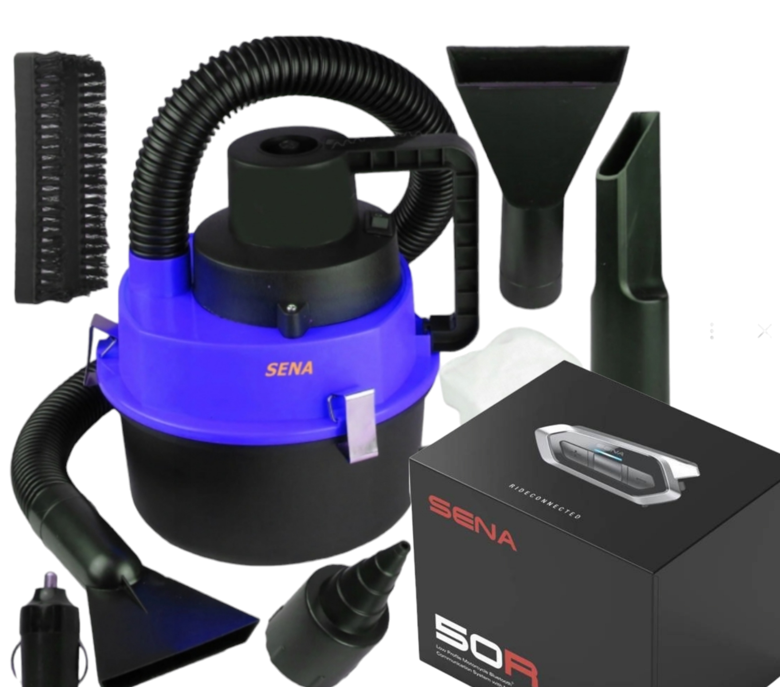 ODKURZACZ SAMOCHODOWY 150W WODNY BEZWORKOWY MOCNY + 10 NAKŁADEK -Polski Wysokość produktu 25 cm